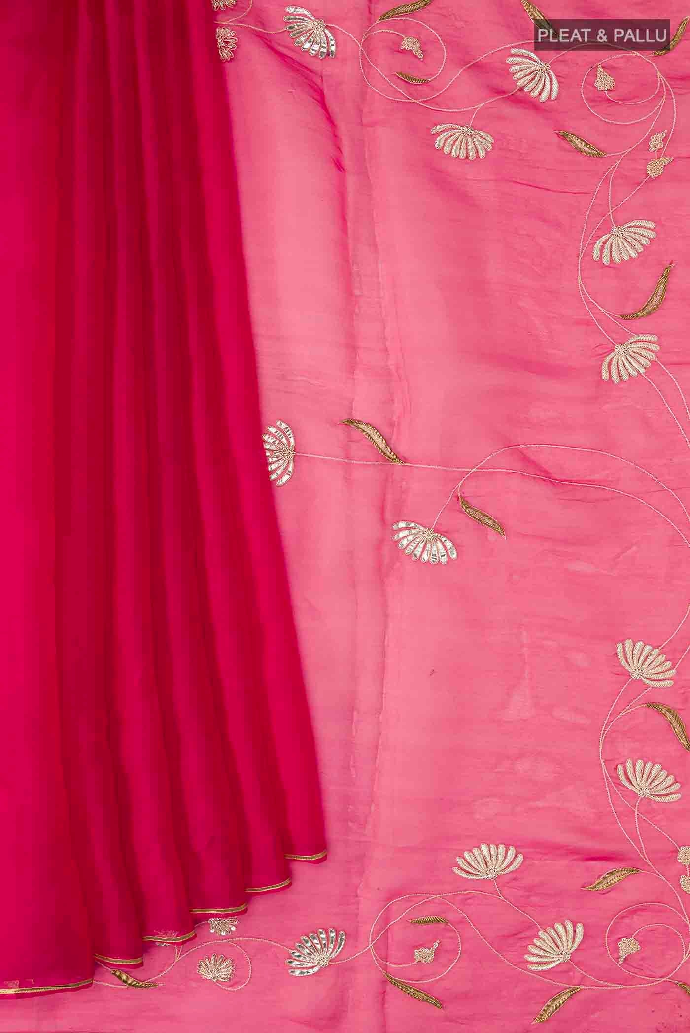 Bahar-Ruby Red Organza Silk Saree - Image 5
