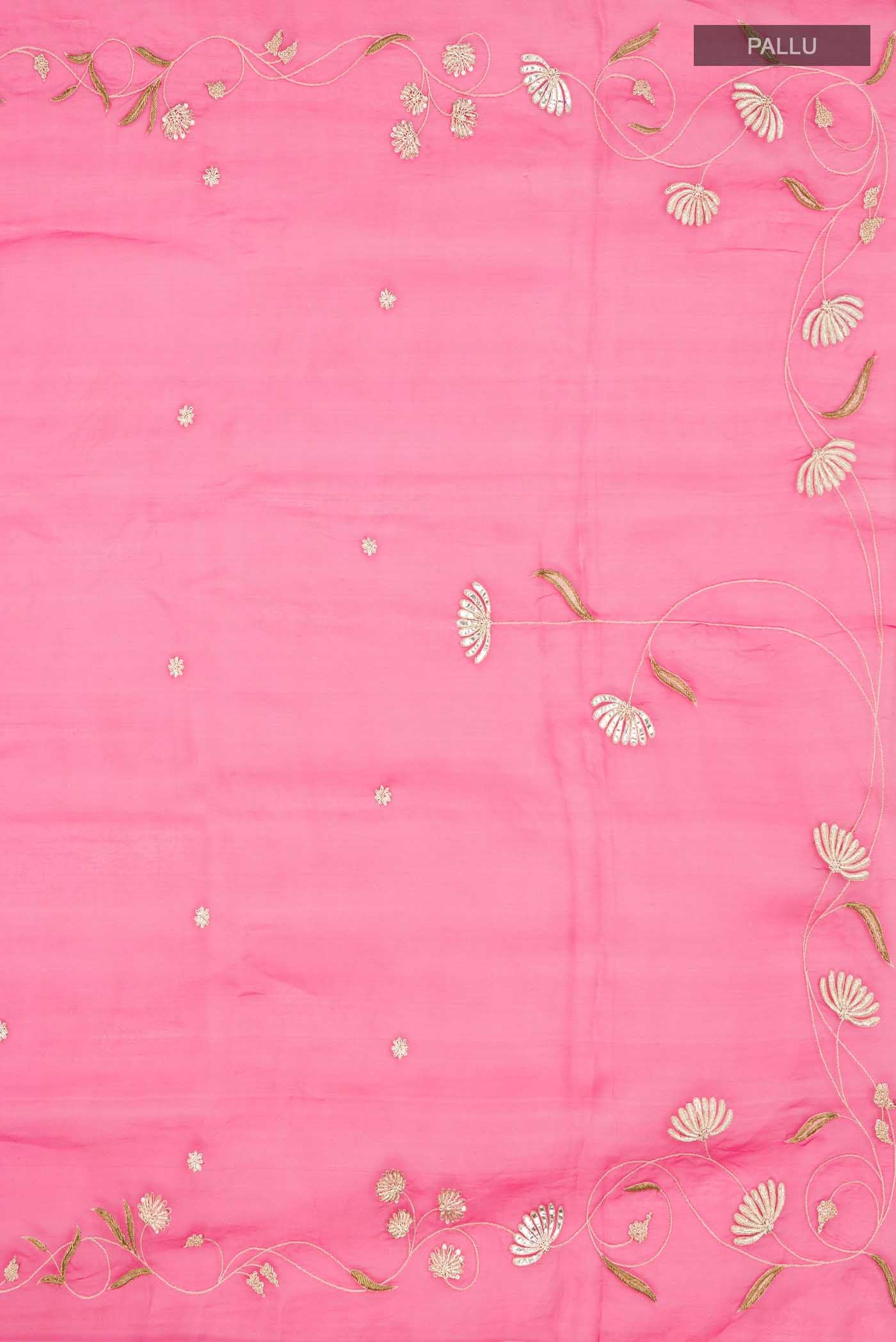 Bahar-Ruby Red Organza Silk Saree - Image 8