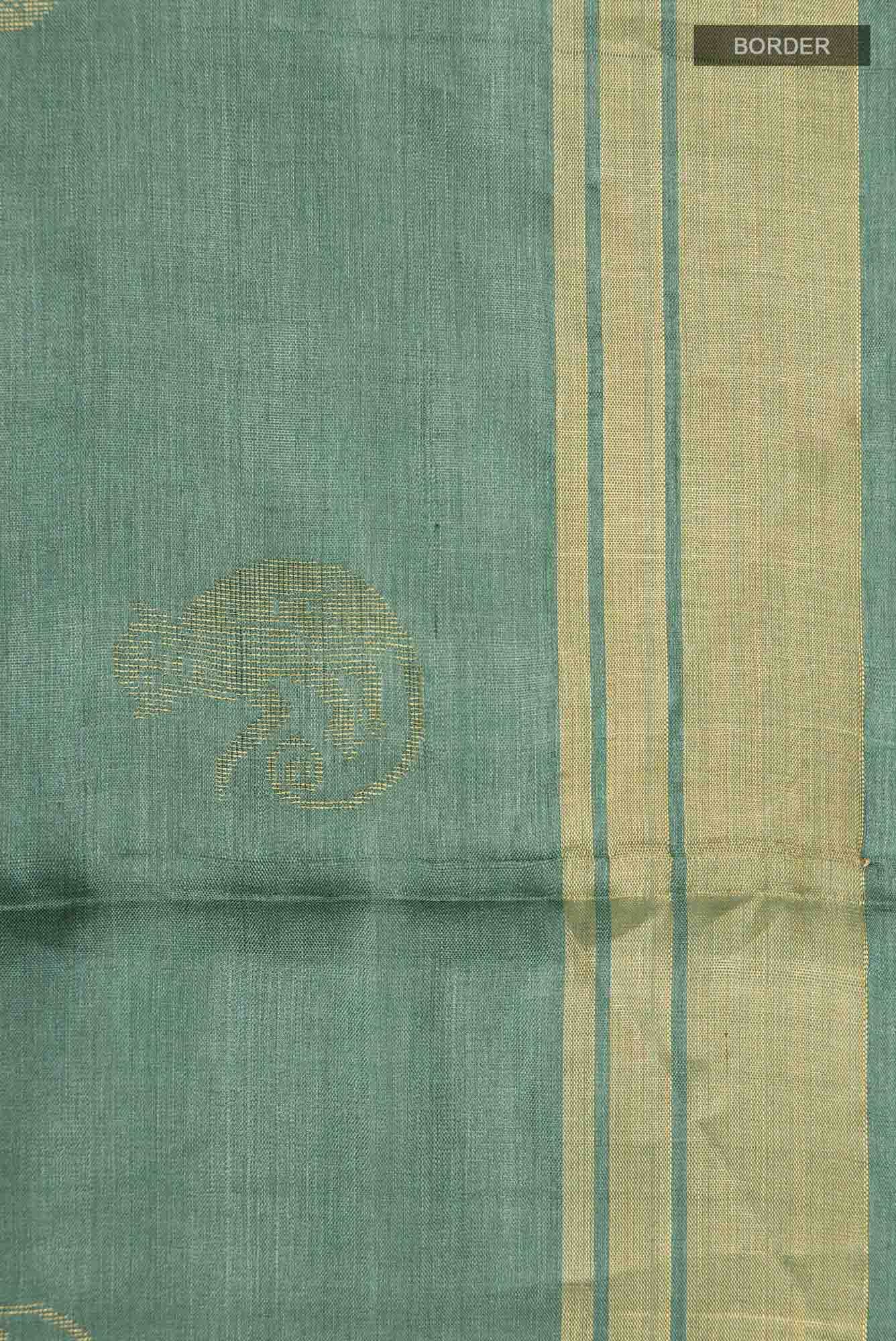 Banana Bandit-Green Bhagalpuri Tussar Silk Saree - Image 7