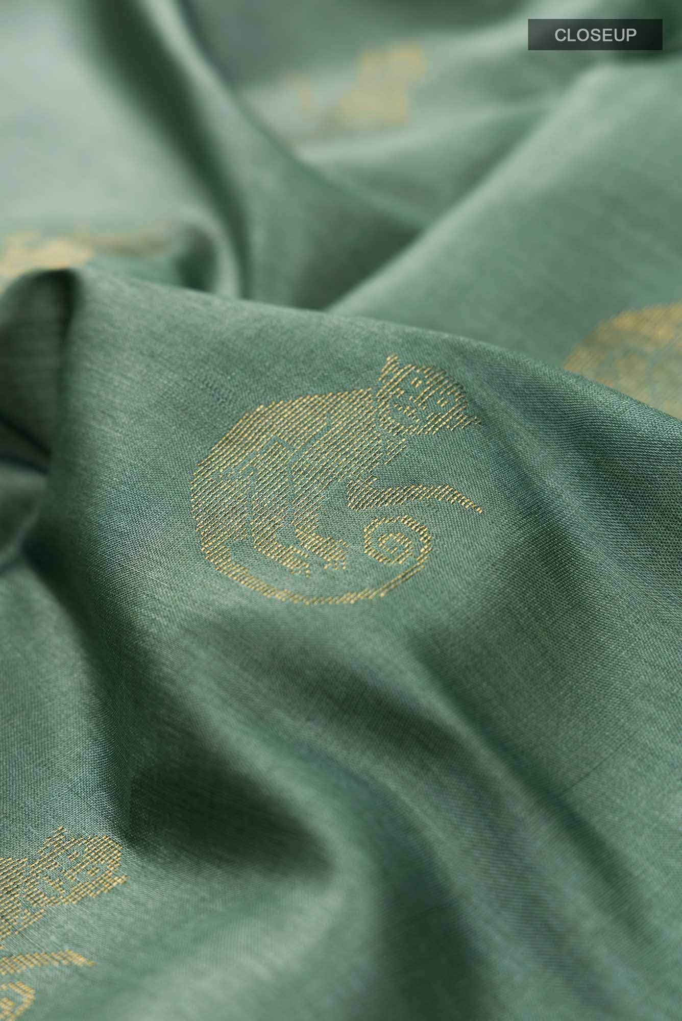 Banana Bandit-Green Bhagalpuri Tussar Silk Saree - Image 9