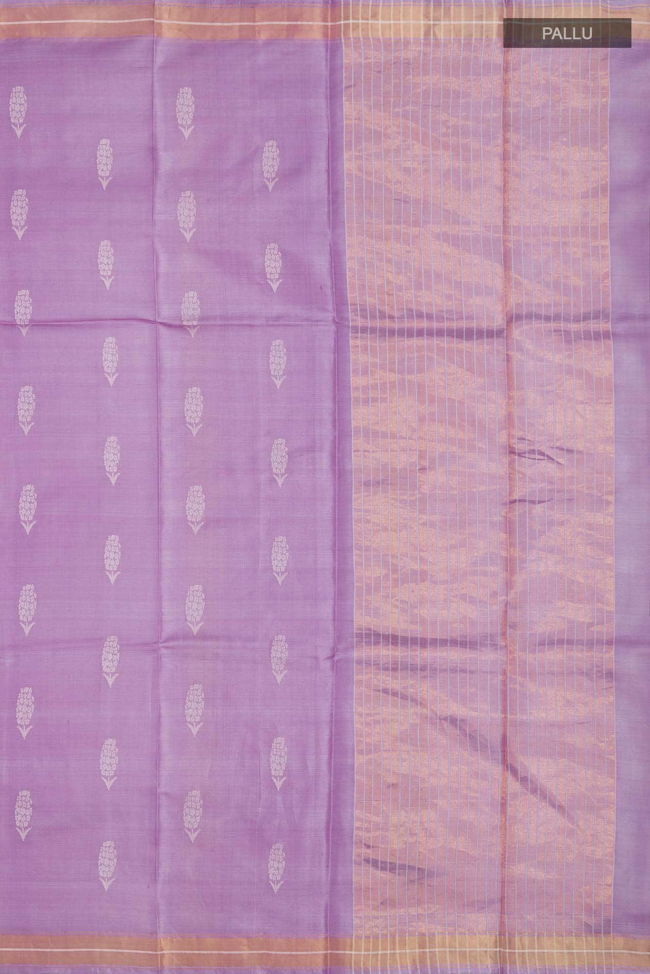 Basket of Lavender Flowers -Bhagalpuri Tussar Silk Saree in Lavender Color - Image 5