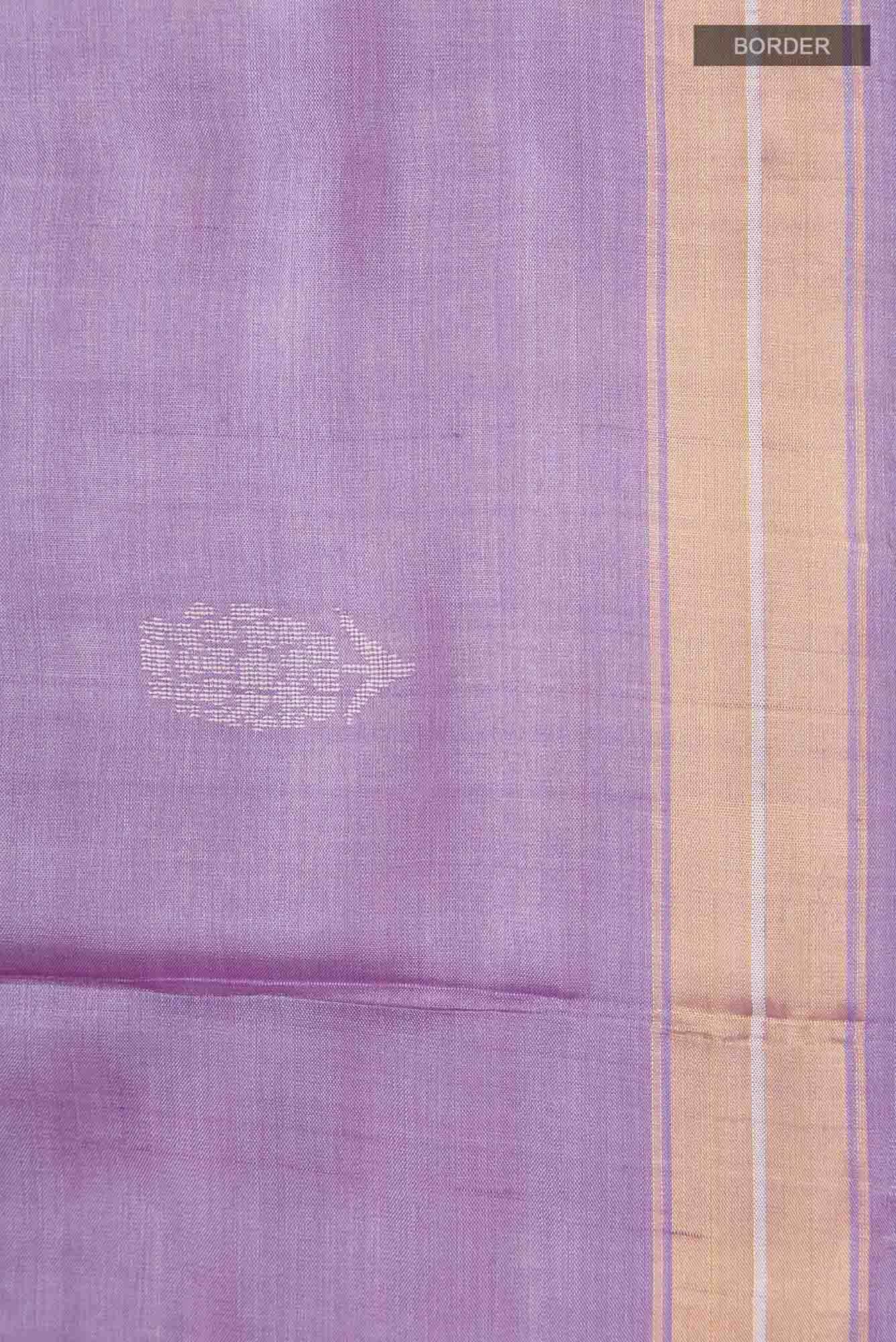 Basket of Lavender Flowers -Bhagalpuri Tussar Silk Saree in Lavender Color - Image 7