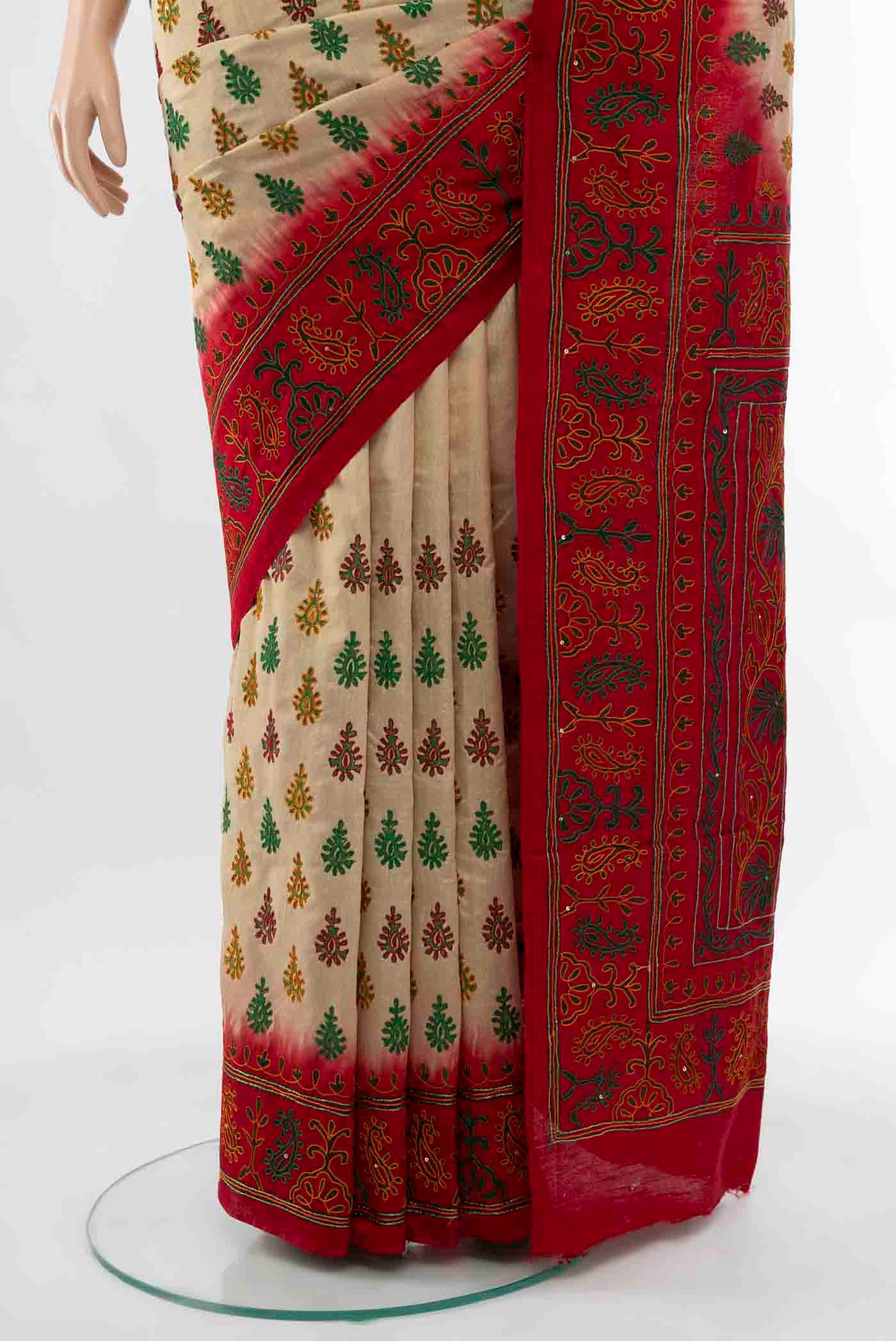 Beige Blended Raw Silk Saree - Image 3