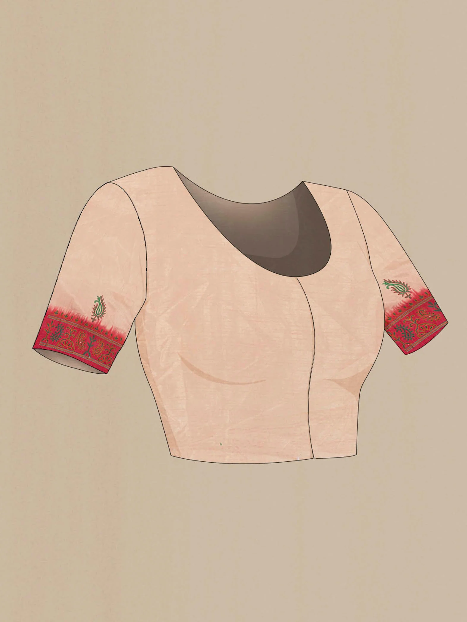 Beige Blended Raw Silk Saree - Image 4