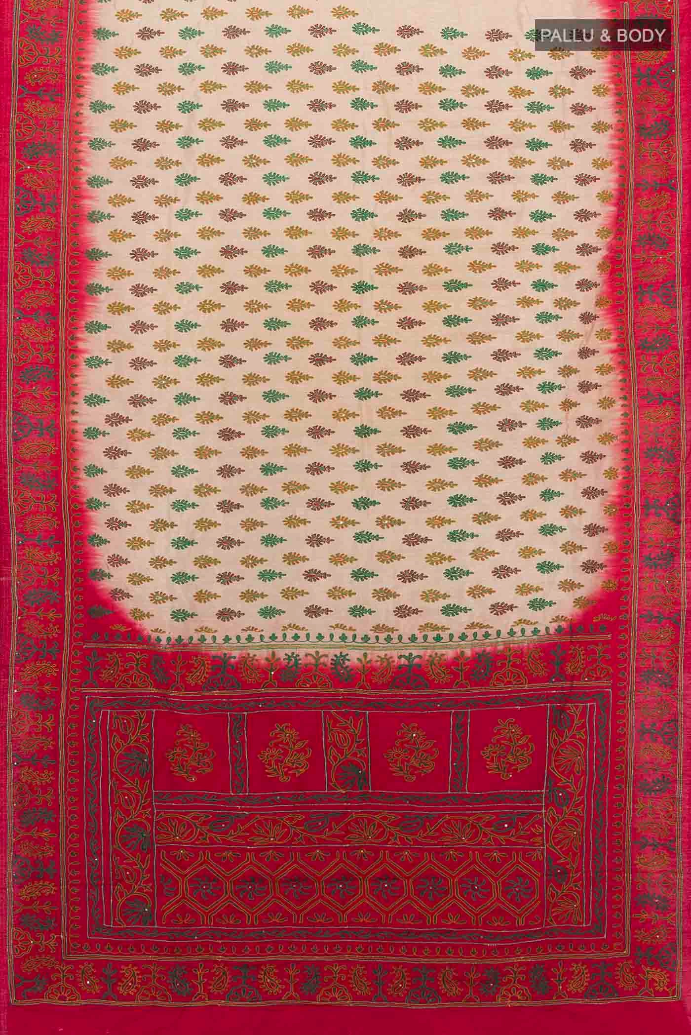 Beige Blended Raw Silk Saree - Image 5