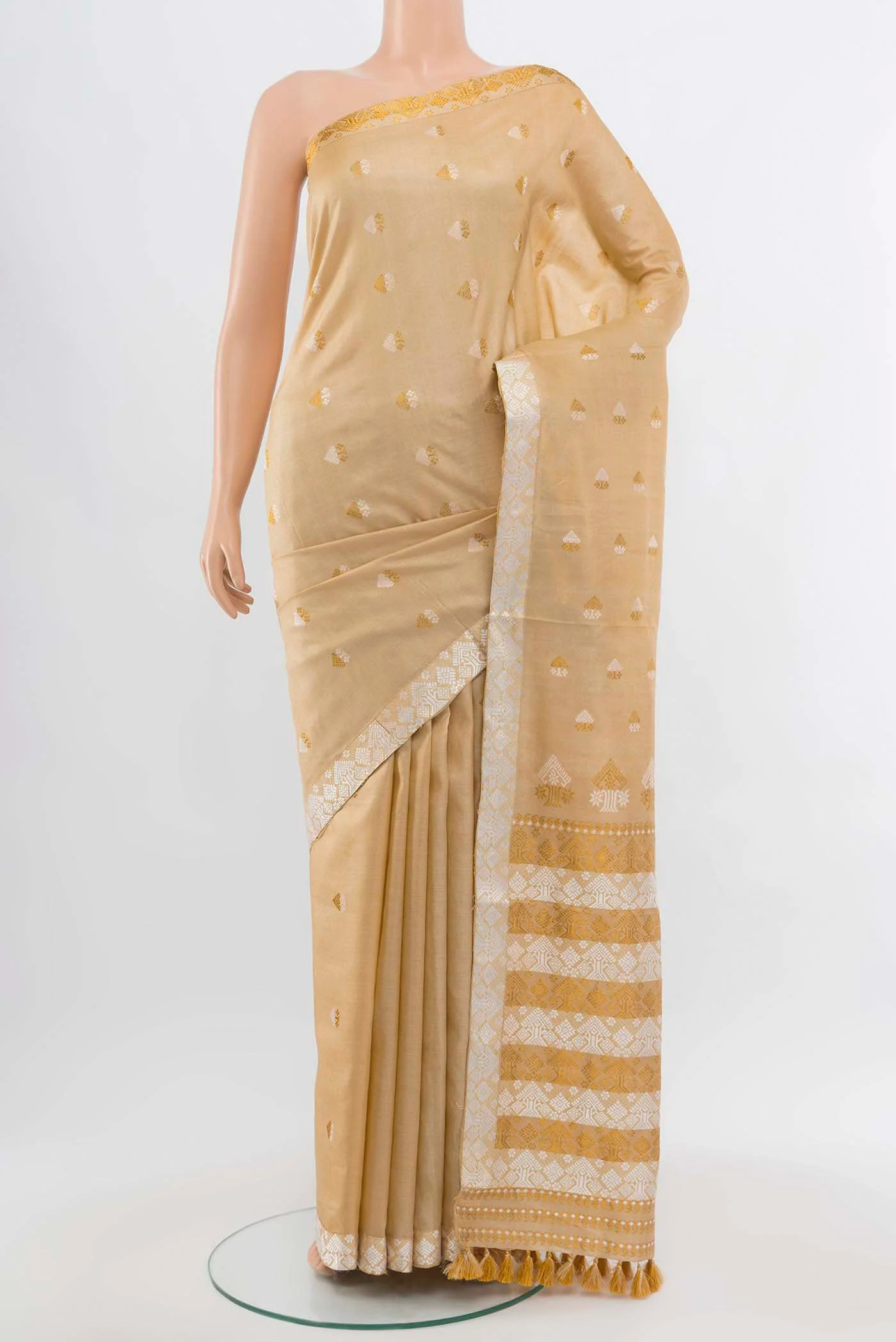 Beige Assam Silk Saree