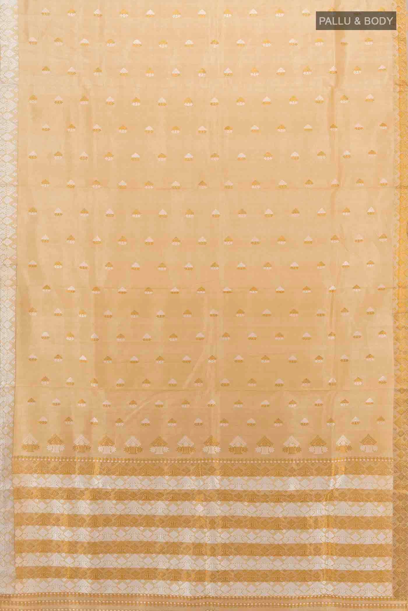 Beige Assam Silk Saree - Image 5