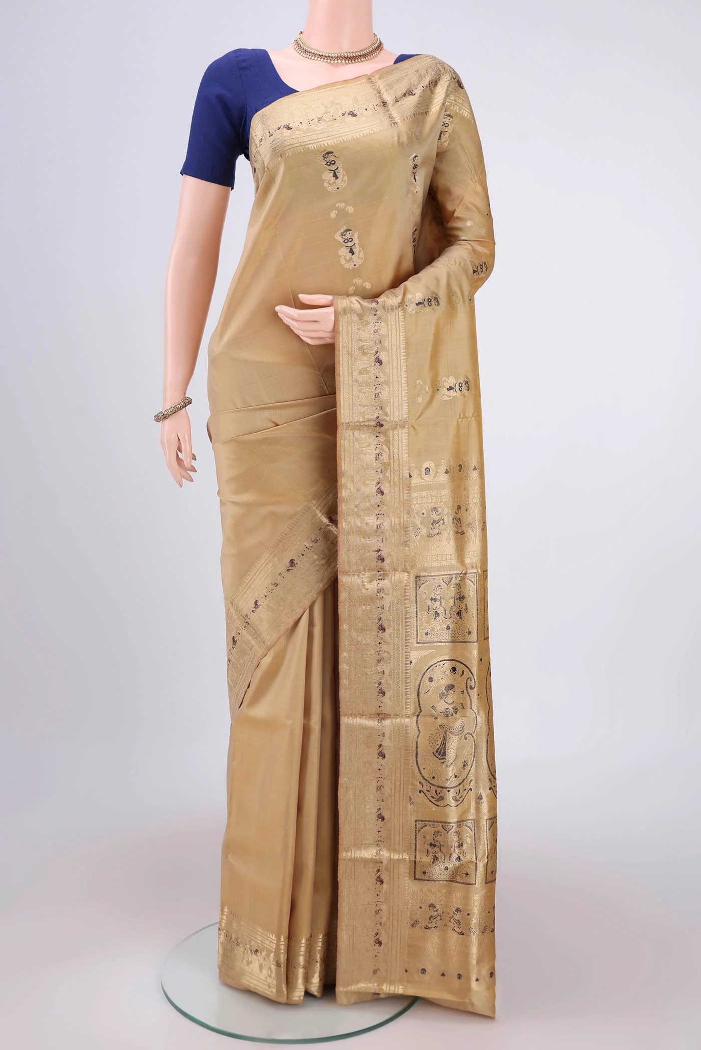 Beige Baluchari Silk Saree