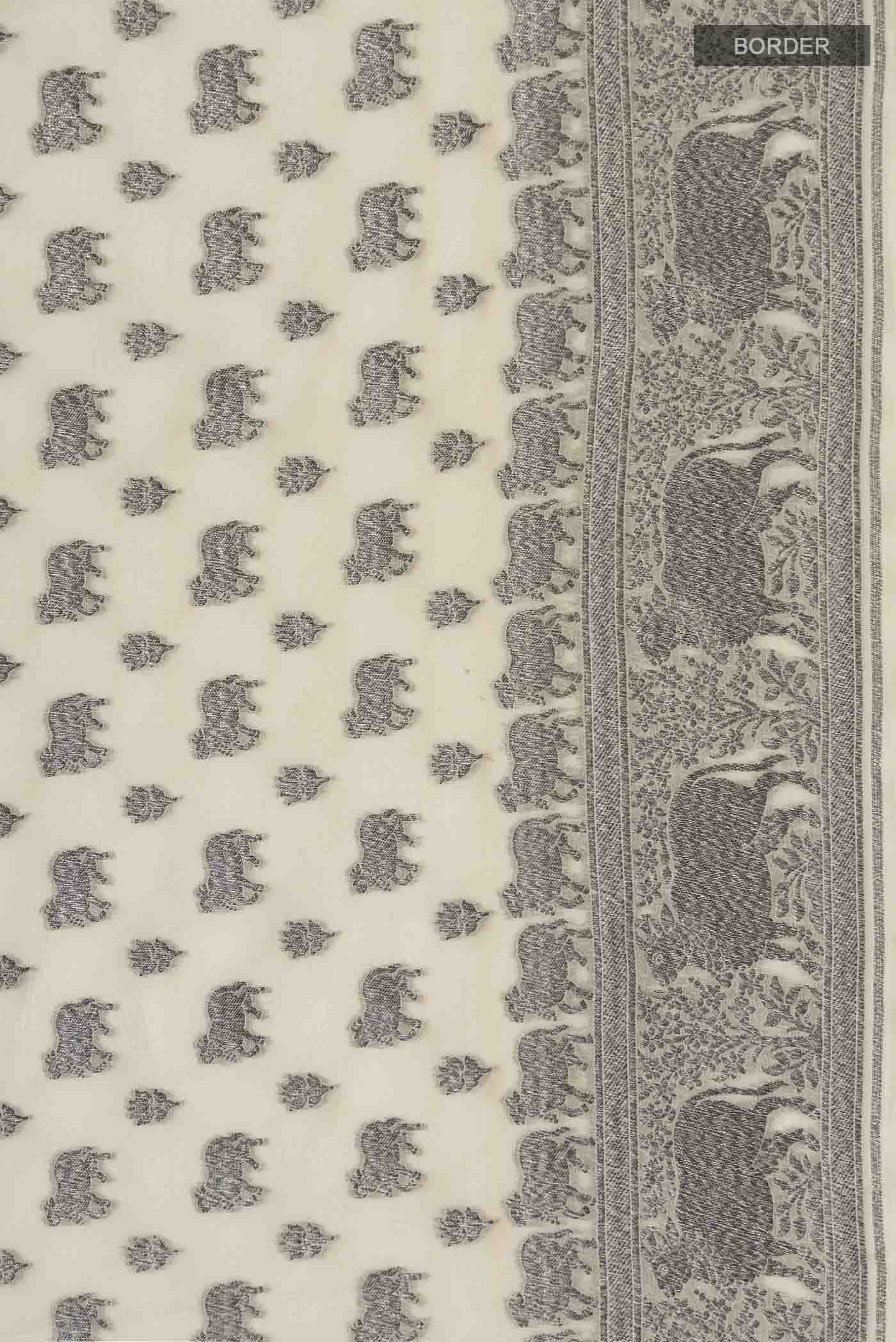 Beige Banarasi Georgette Saree - Image 3
