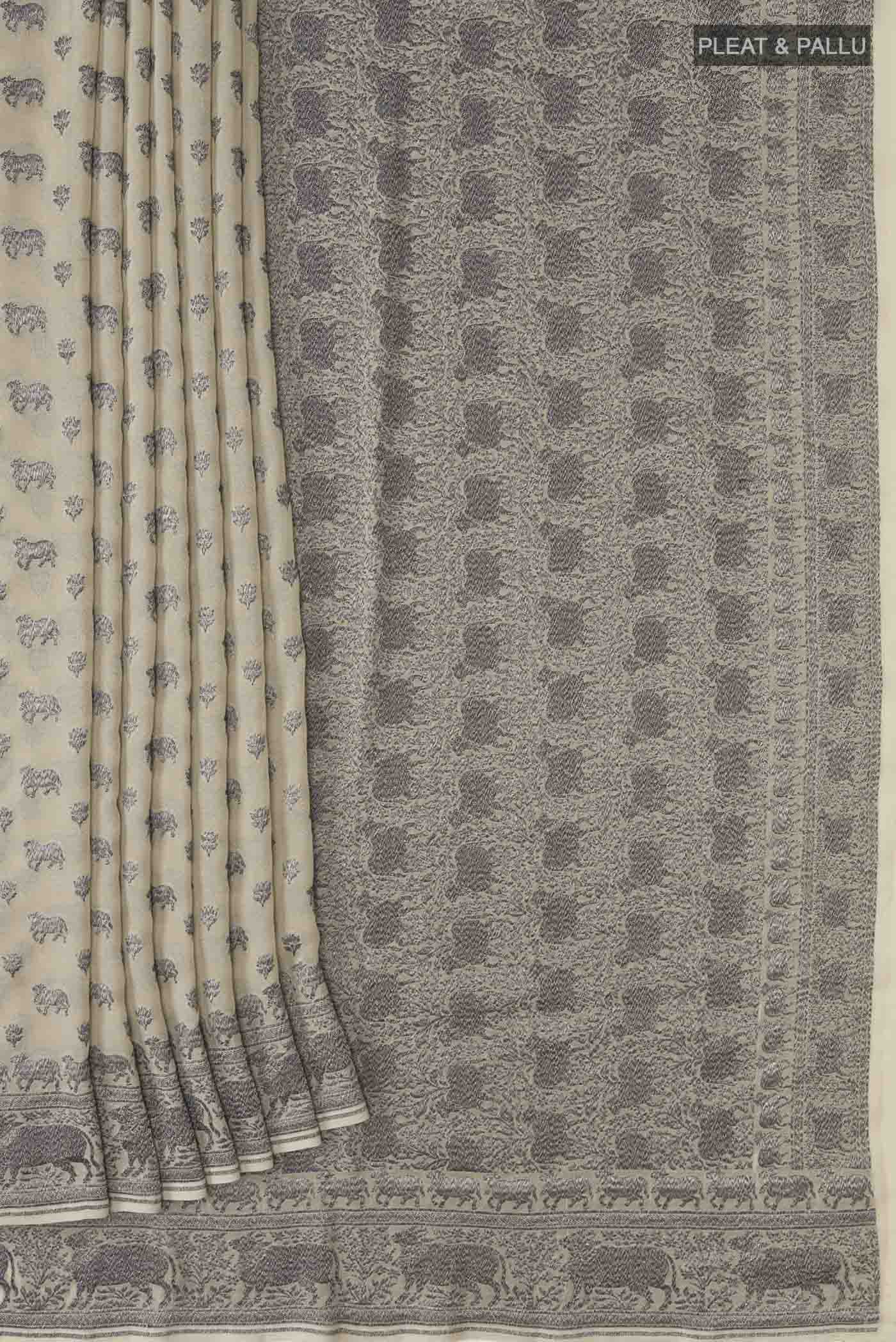 Beige Banarasi Georgette Saree - Image 4