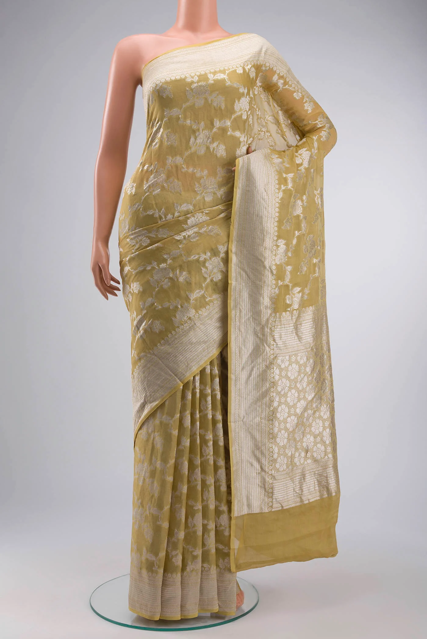 Beige Banarasi Georgette Saree