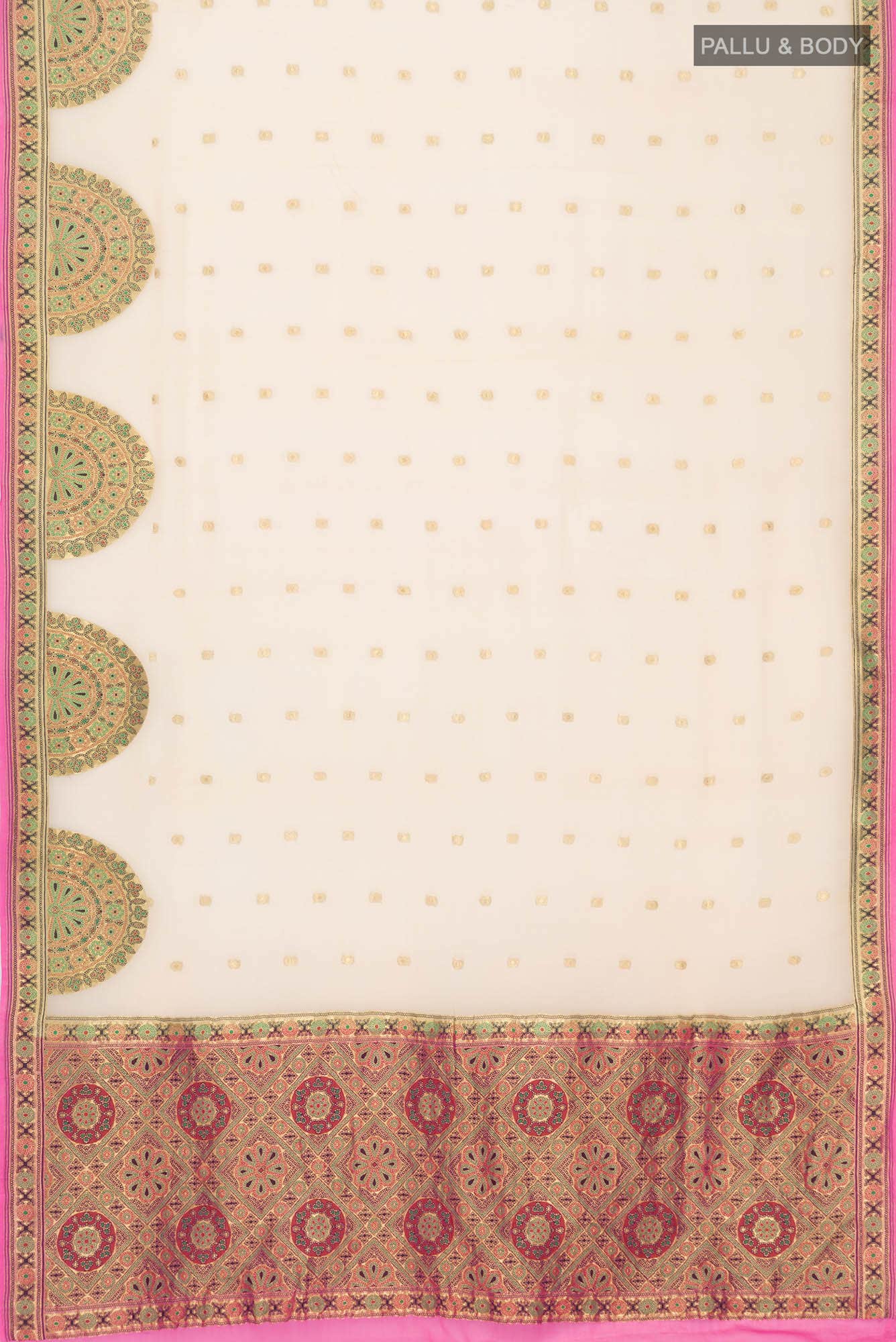 Beige Banarasi Georgette Saree - Image 4