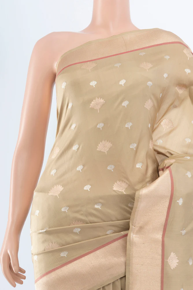 Beige Banarasi Silk Saree - Image 2