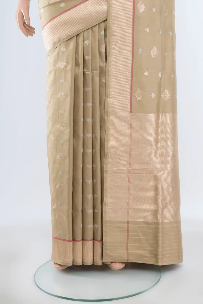 Beige Banarasi Silk Saree - Image 3