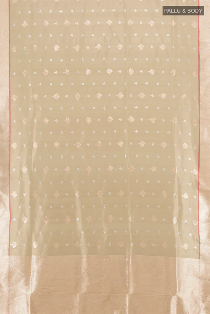 Beige Banarasi Silk Saree - Image 5