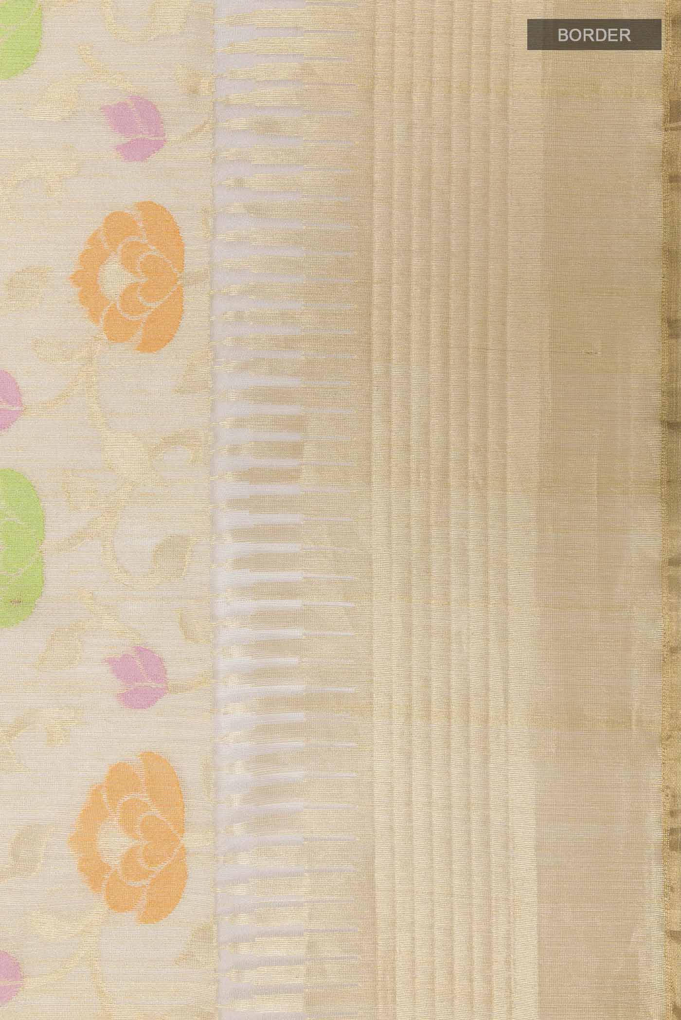 Beige Banarasi Kora Silk Saree - Image 3