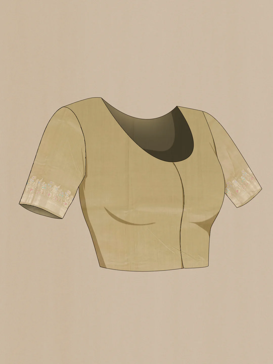 Beige Banarasi Raw Silk Saree - Image 2