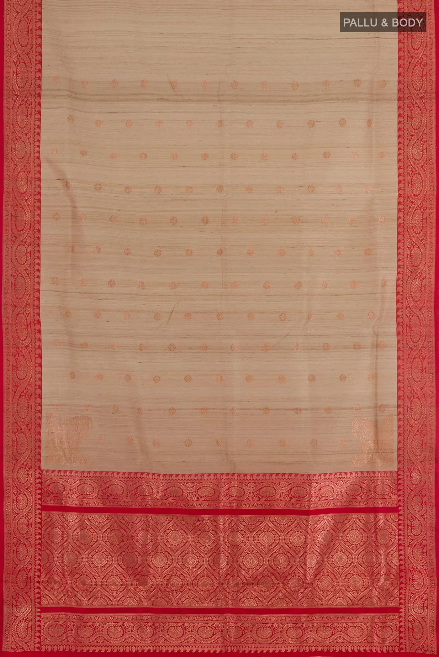 Beige Banarasi Tussar Silk Saree - Image 3