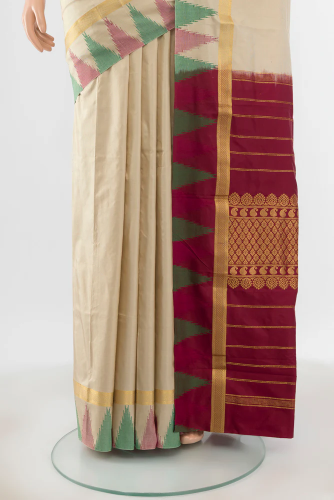 Cream Bangalore Silk - kadyal Saree - Image 3