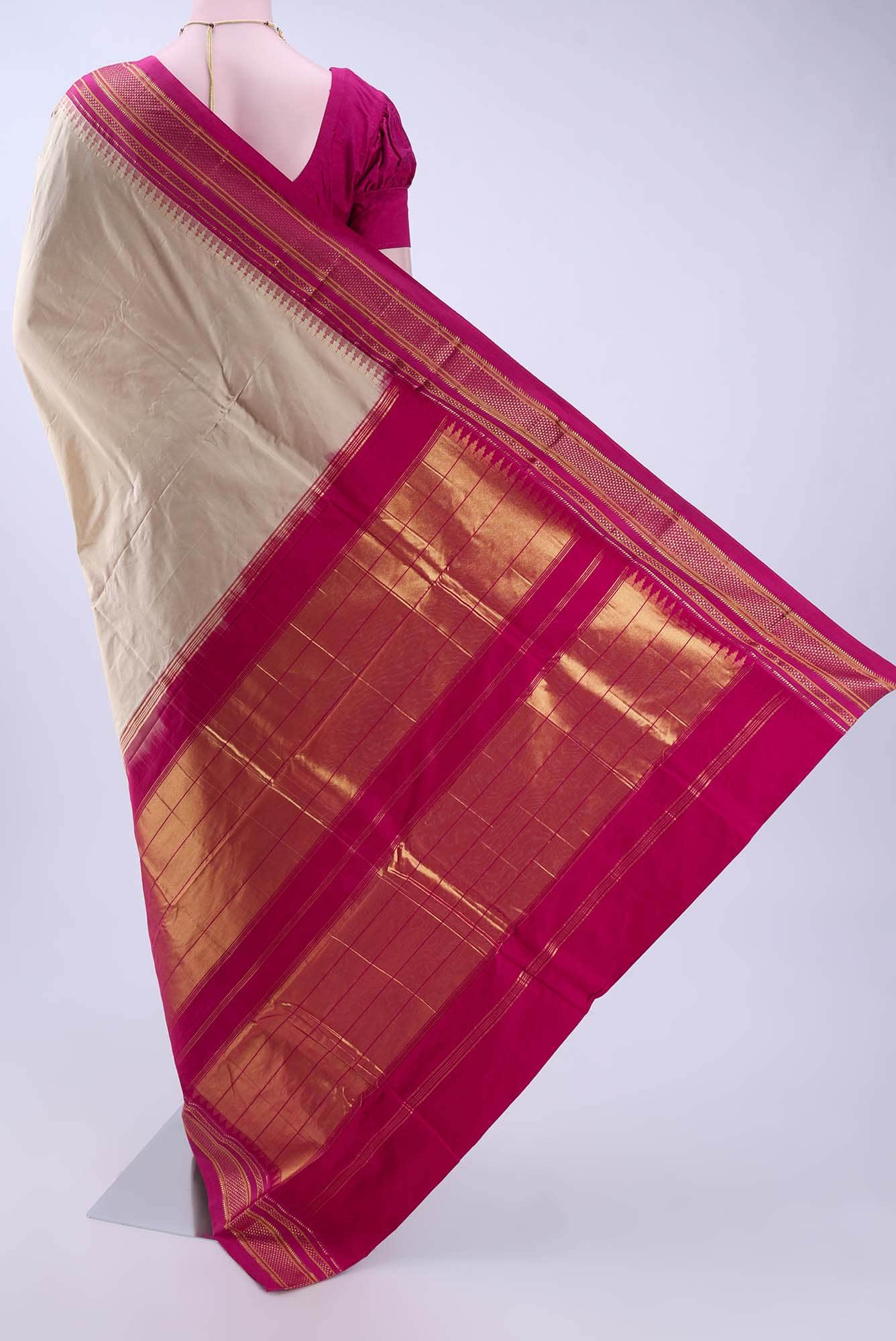 Beige Bangalore Silk - kadyal Saree - Image 2