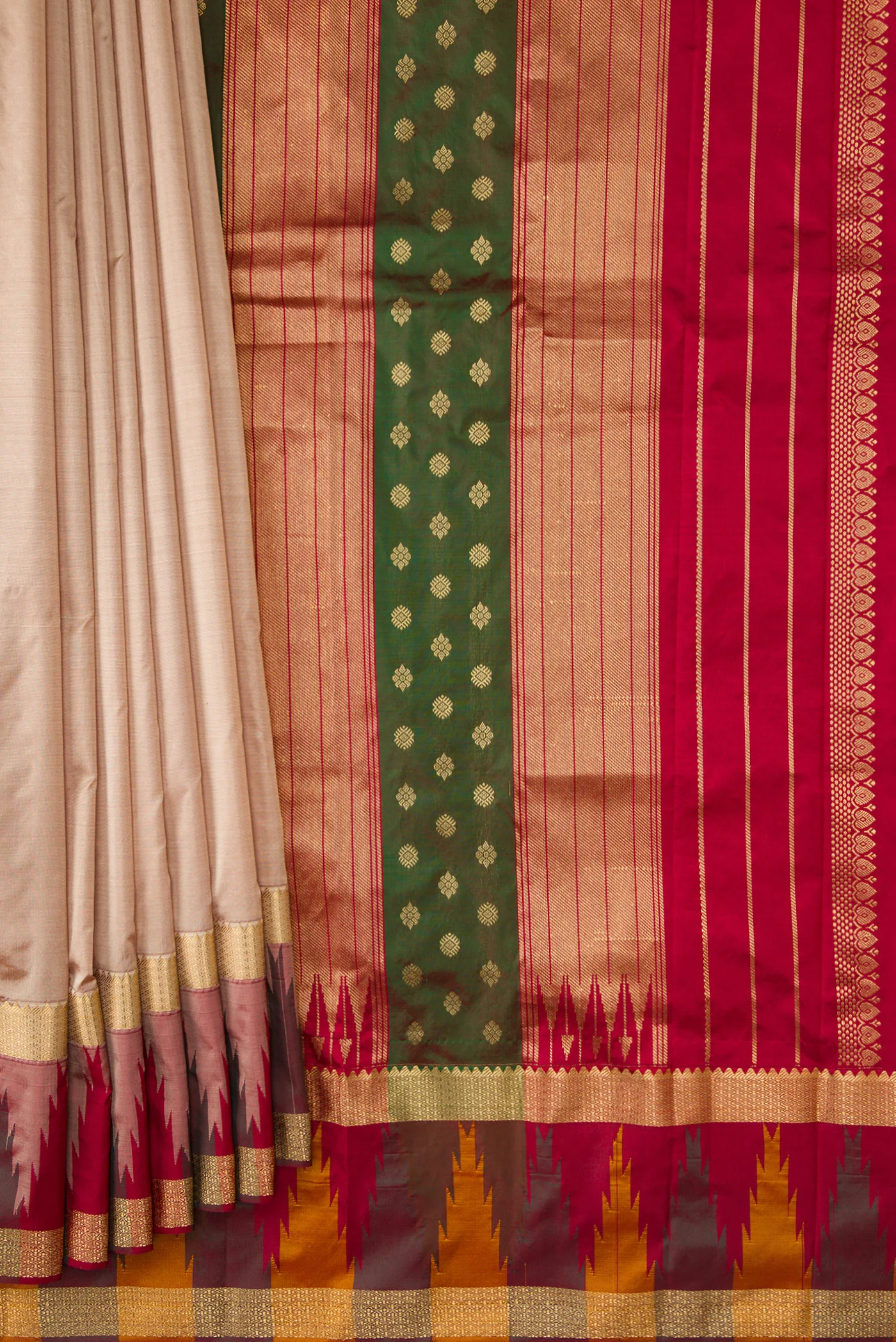 Beige Bangalore Silk Saree - Image 4