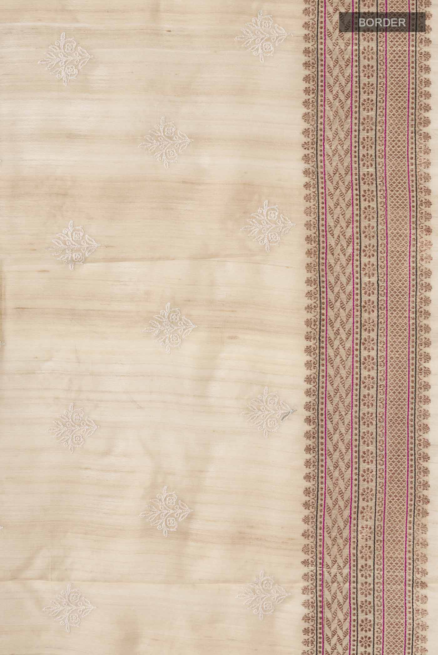 Beige Bhagalpuri Tussar Silk Saree - Image 3