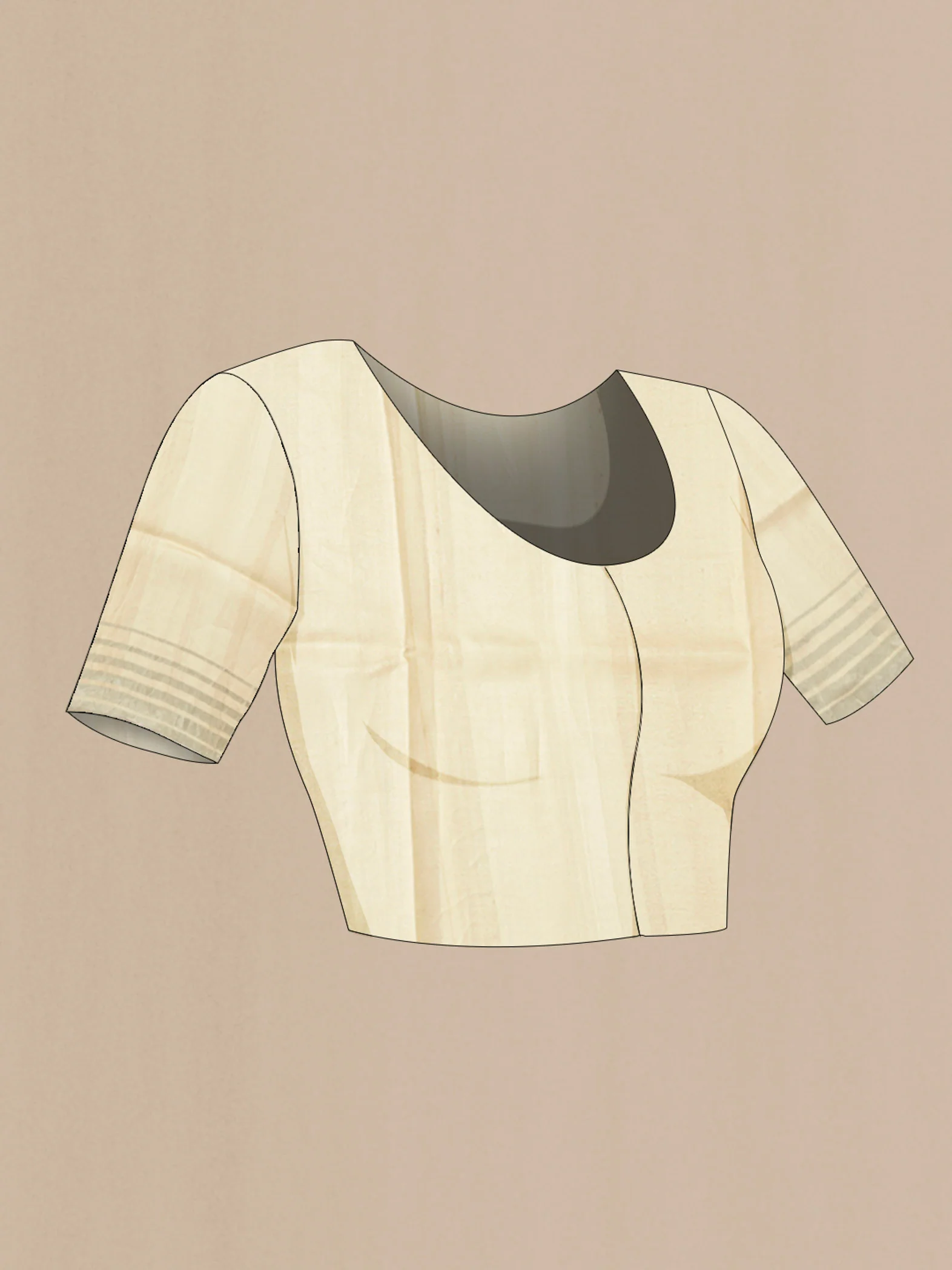 Beige Bhagalpuri Tussar Silk Saree - Image 5