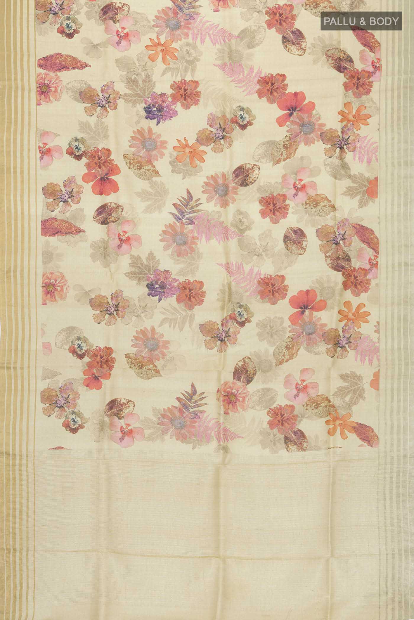Beige Bhagalpuri Tussar Silk Saree - Image 6