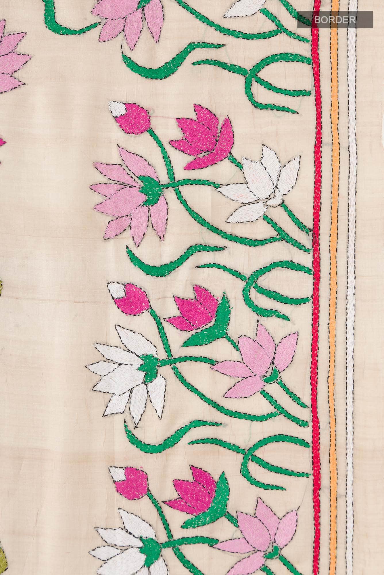 Beige Bhagalpuri Tussar Silk Saree - Image 6