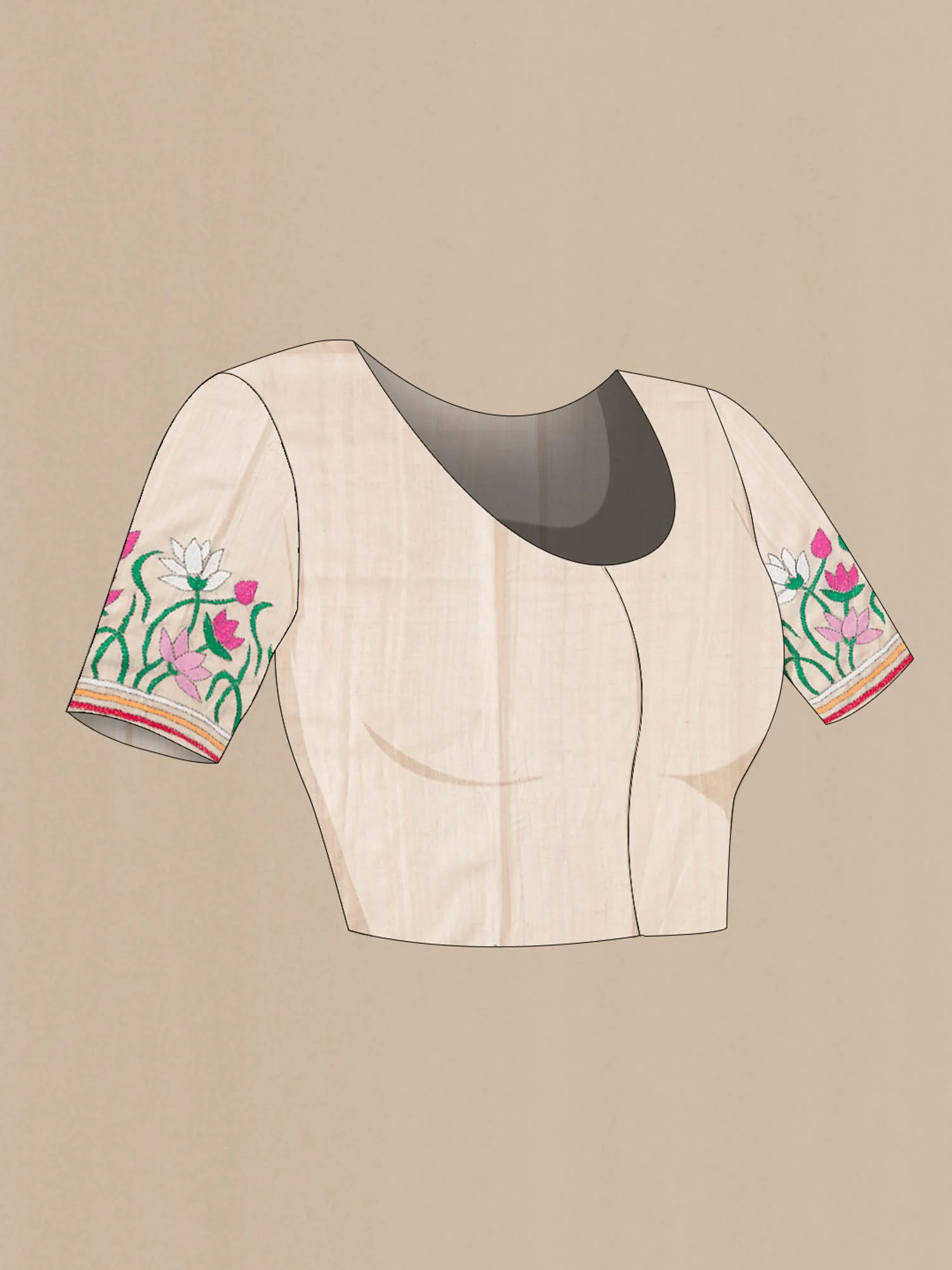 Beige Bhagalpuri Tussar Silk Saree - Image 7