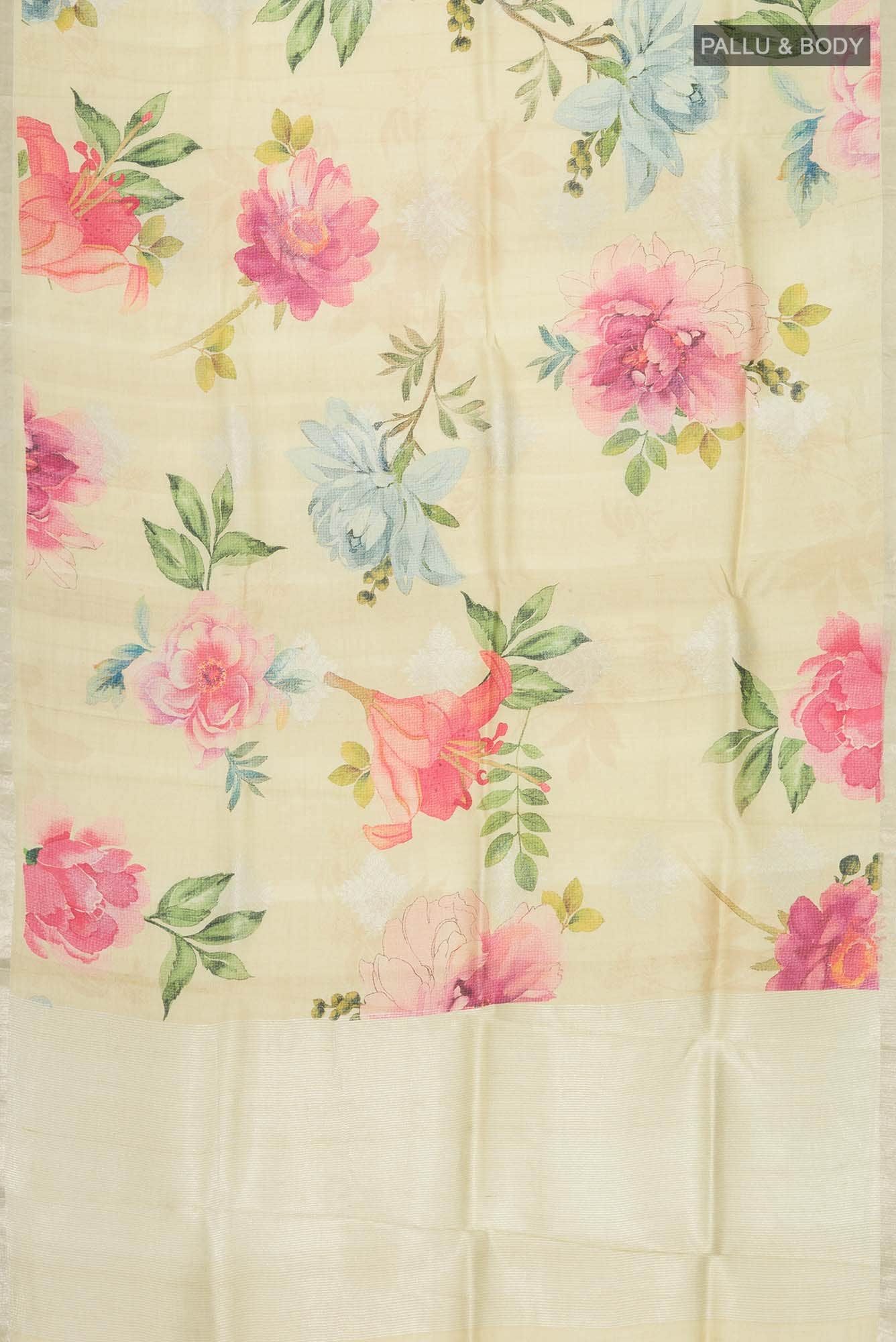 Beige Bhagalpuri Tussar Silk Saree - Image 4