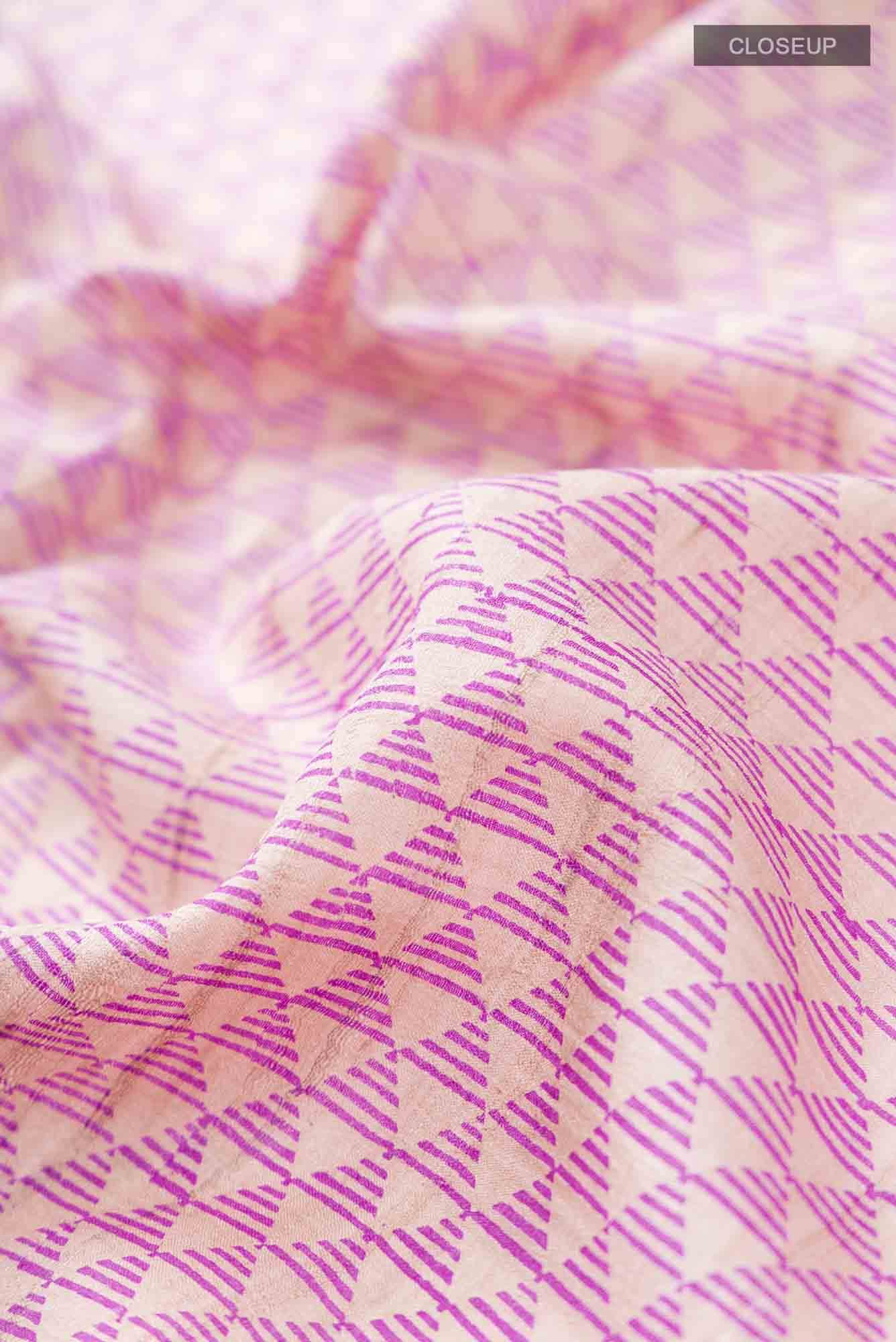 Lavender Bhagalpuri Tussar Silk Saree - Image 3