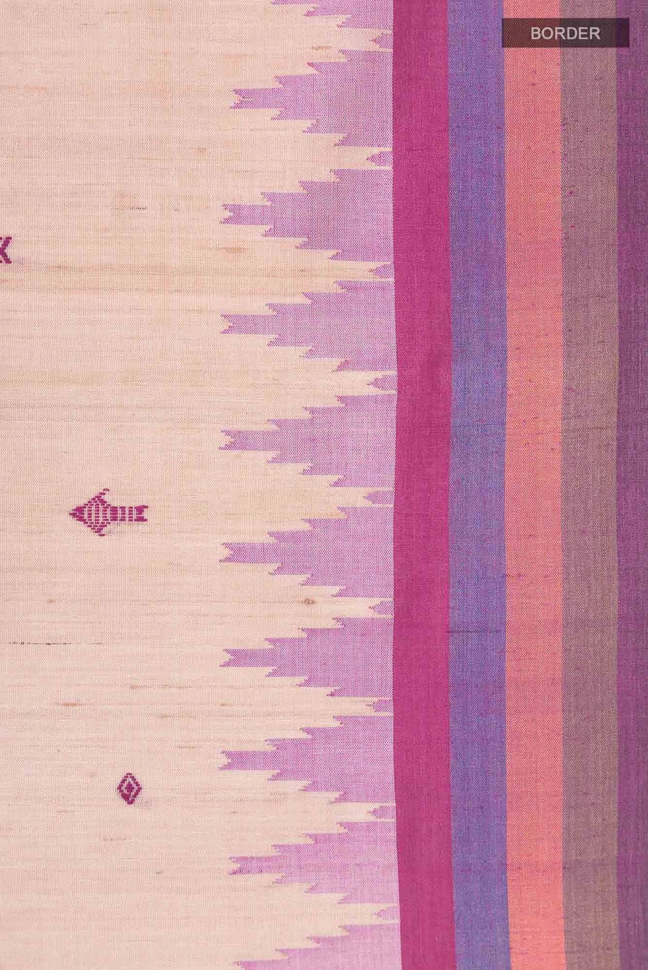 Beige Bhagalpuri Tussar Silk Saree - Image 5