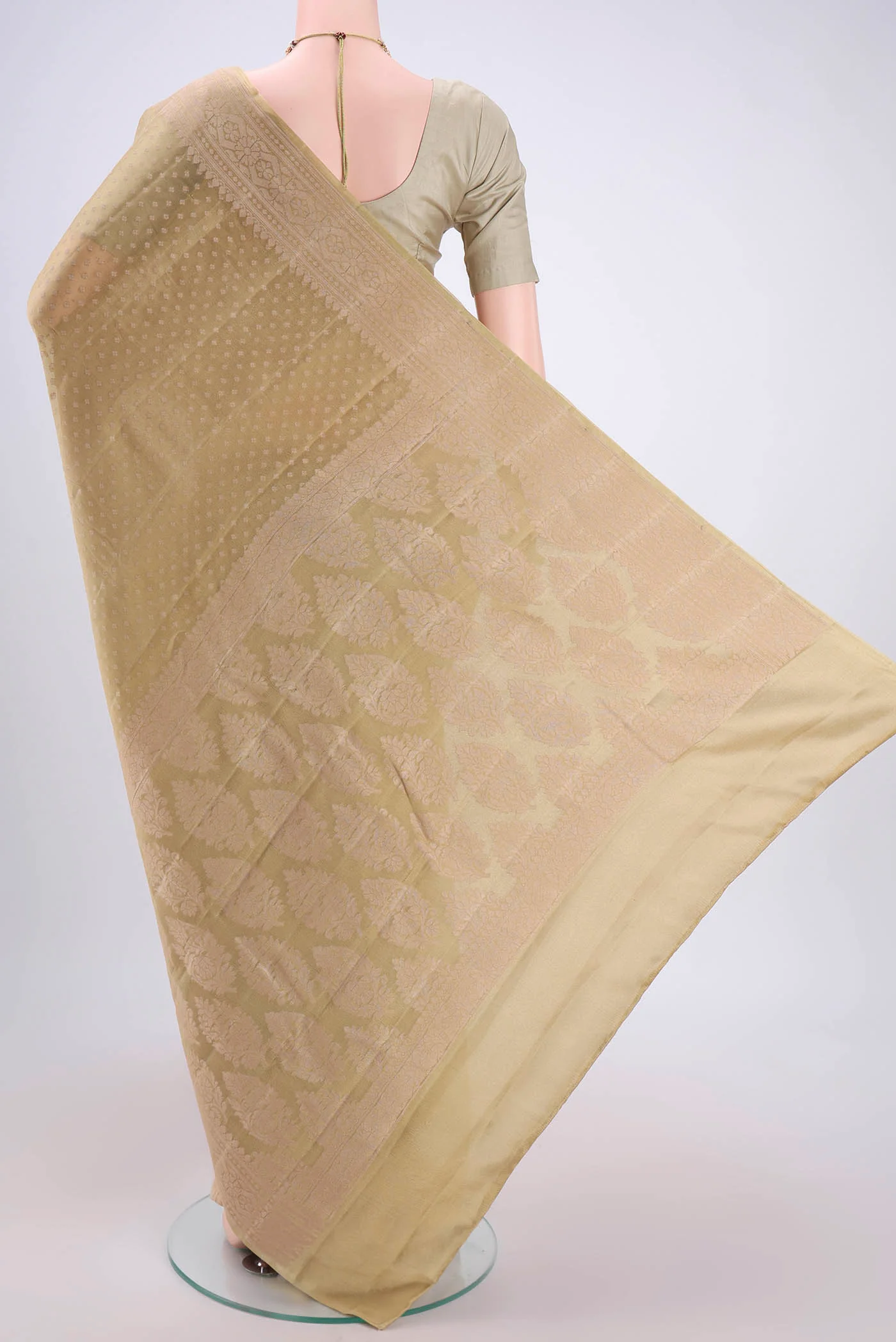Beige Blended Banarasi Georgette Saree - Image 3