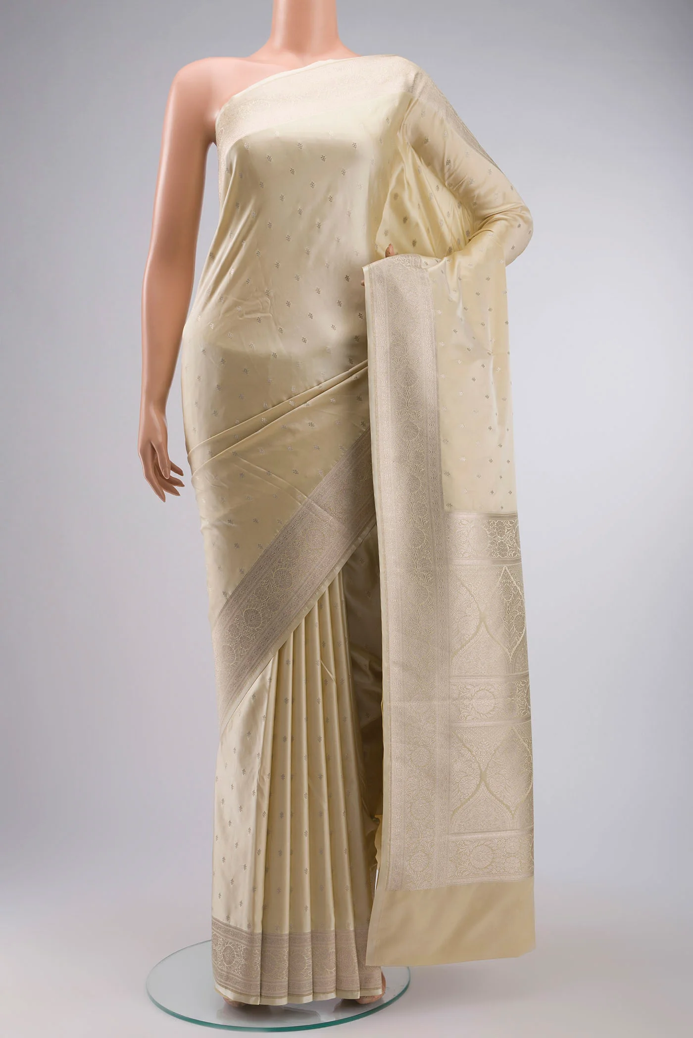 Beige Blended Banarasi Silk Saree