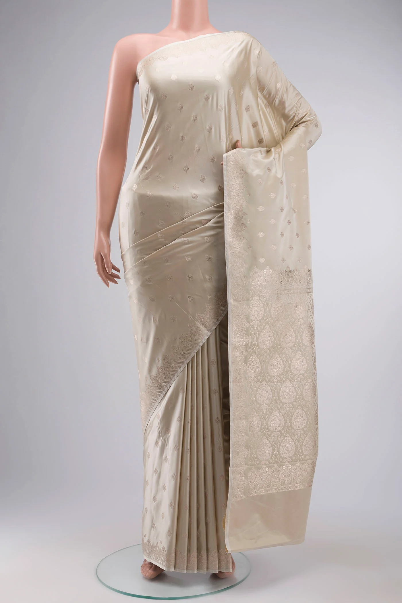 Beige Blended Banarasi Silk Saree