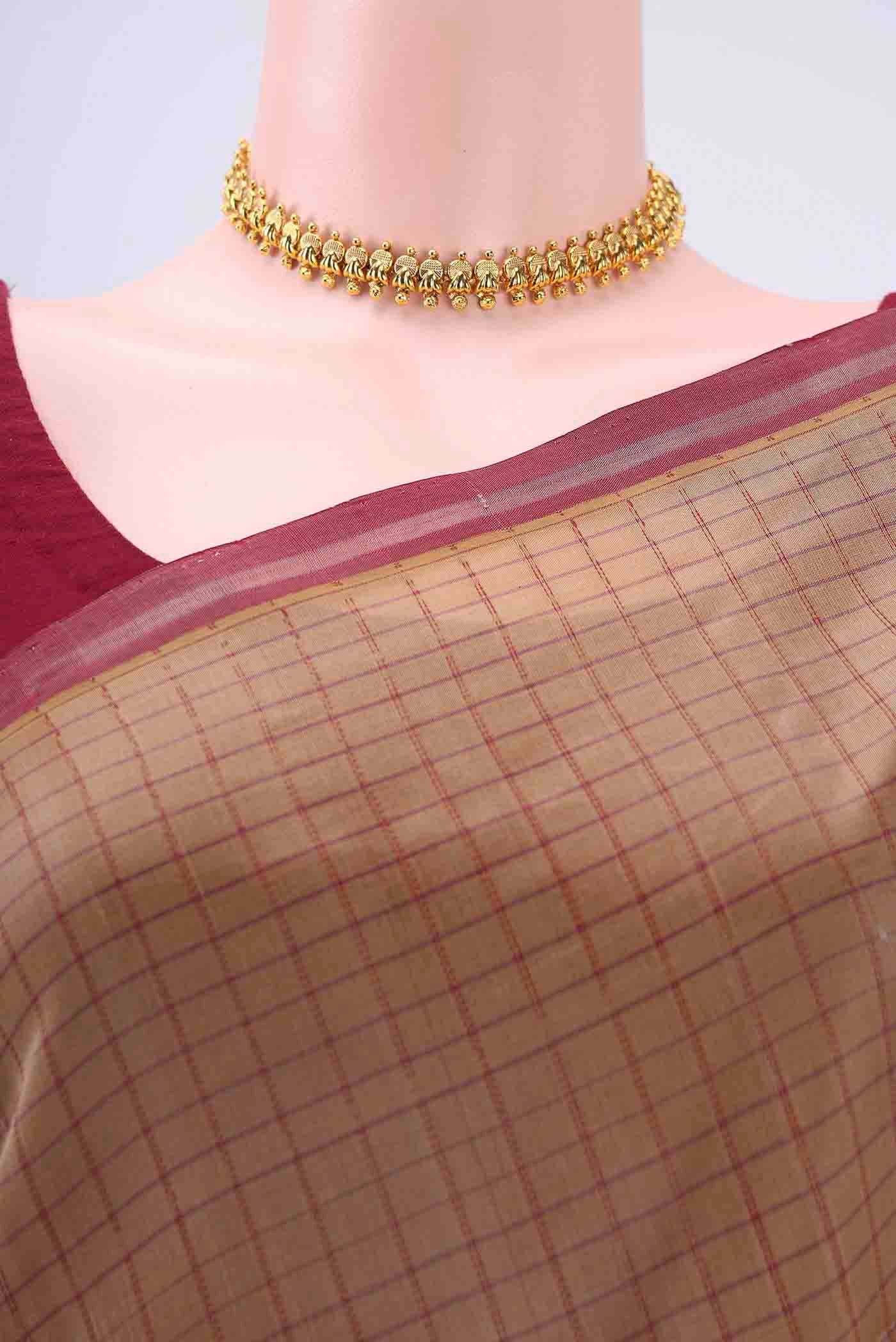 Beige Coimbatore Silk Cotton Saree - Image 2