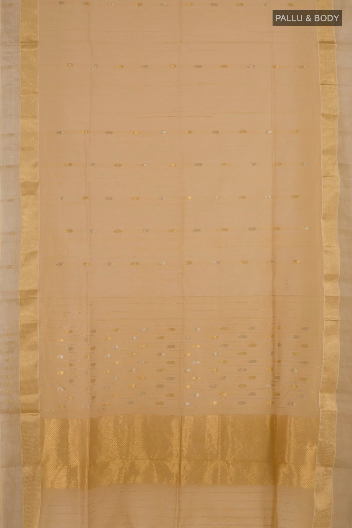 Beige Maheshwari Silk Cotton Saree - Image 3