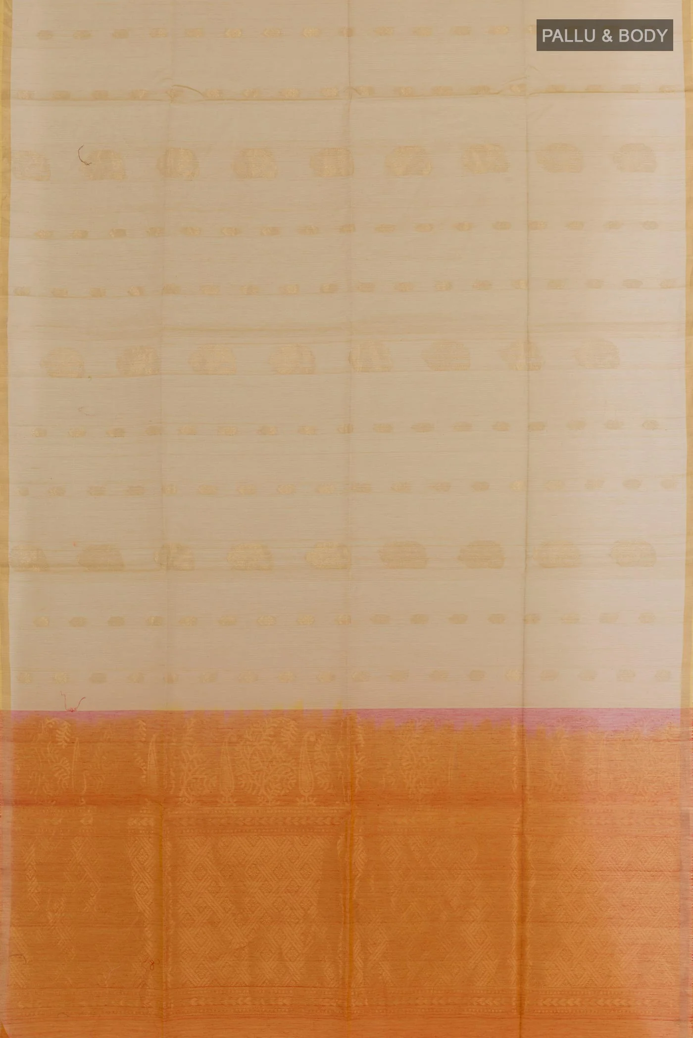 Beige Silk Cotton Saree - Image 3