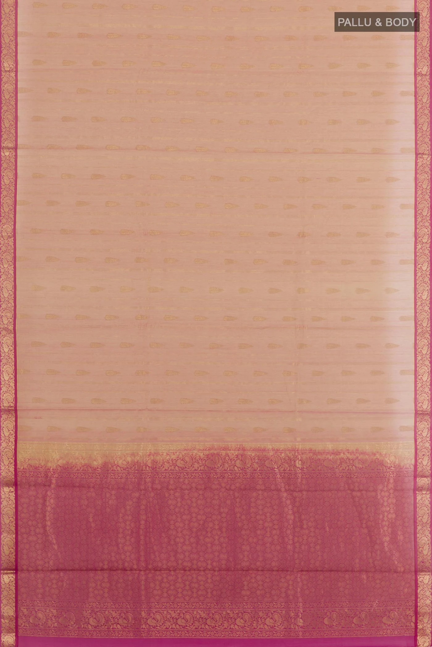 Pinkish Yellow Dual Tone Silk Cotton Saree - Image 3