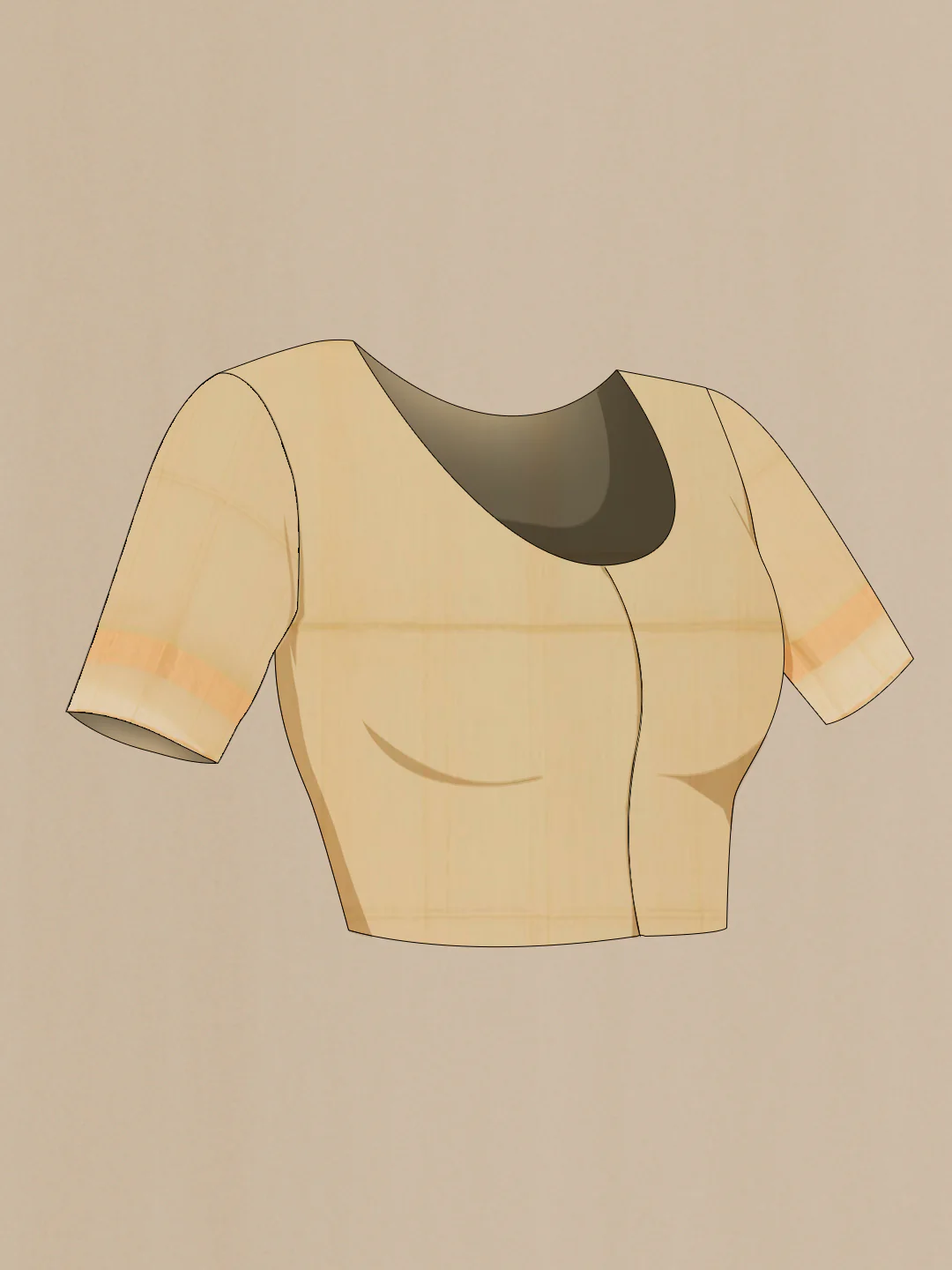 Beige Silk Cotton Saree - Image 2