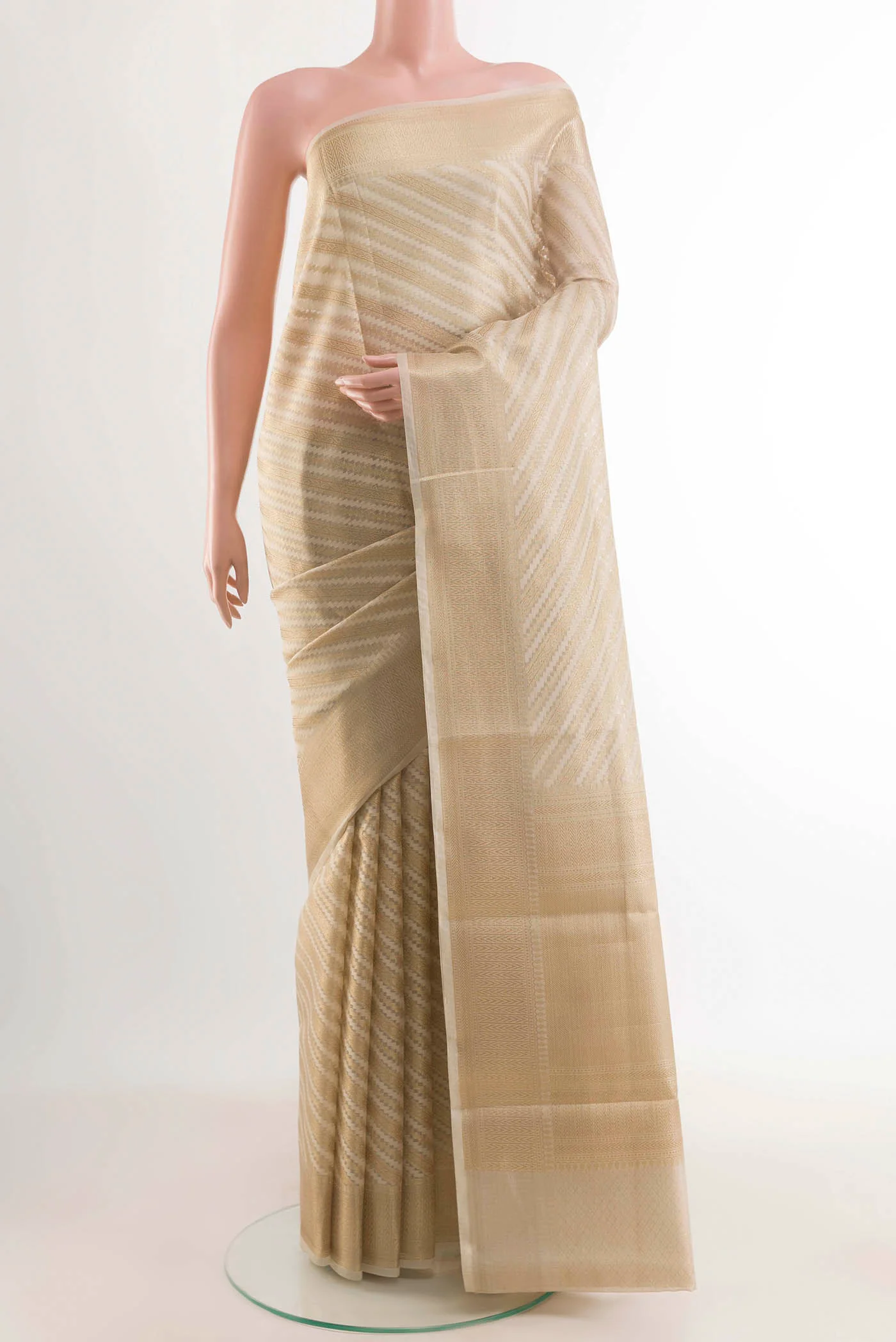 Beige Blended Kota Cotton Saree