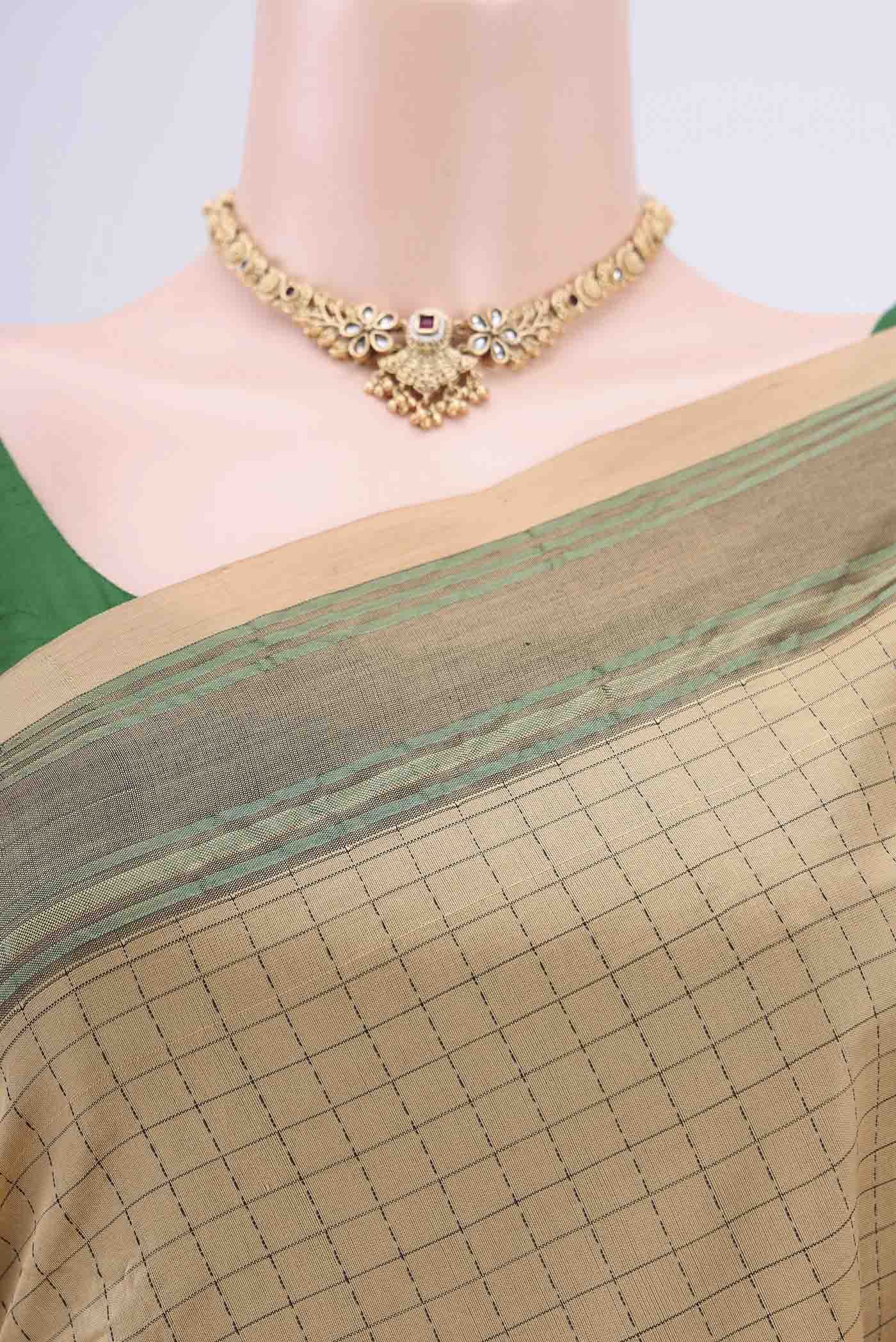 Beige Blended Poly Cotton Saree - Image 2