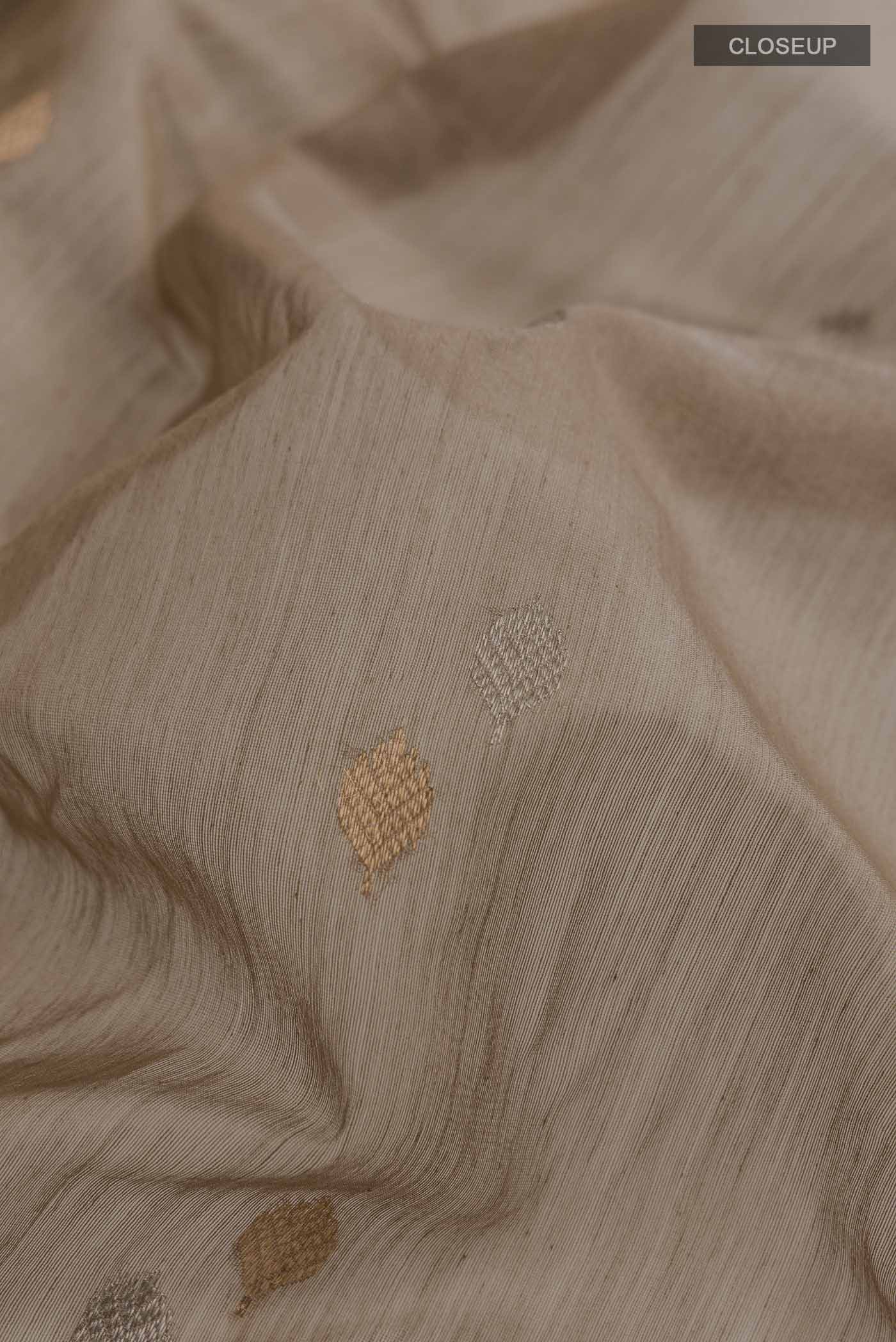 Beige Chanderi Silk Cotton Saree - Image 2