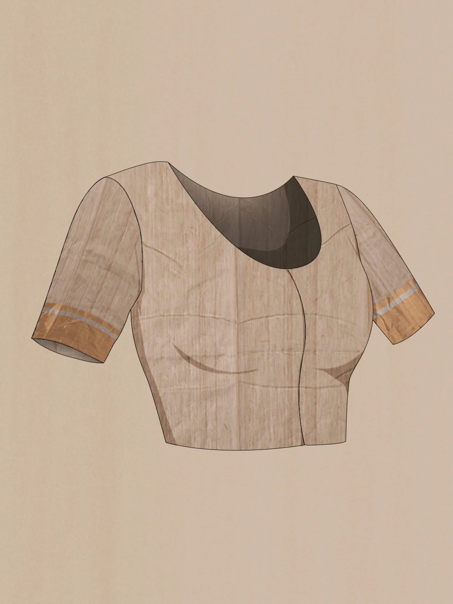 Beige Chanderi Silk Cotton Saree - Image 4