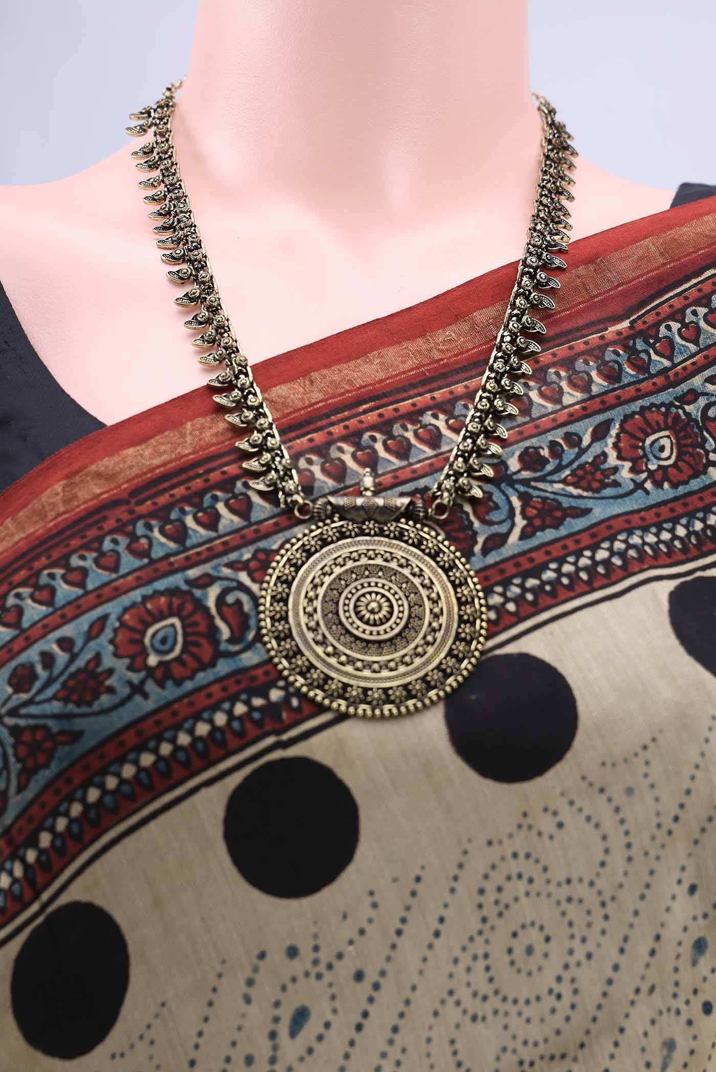 Beige Chanderi Silk Cotton Saree - Image 3