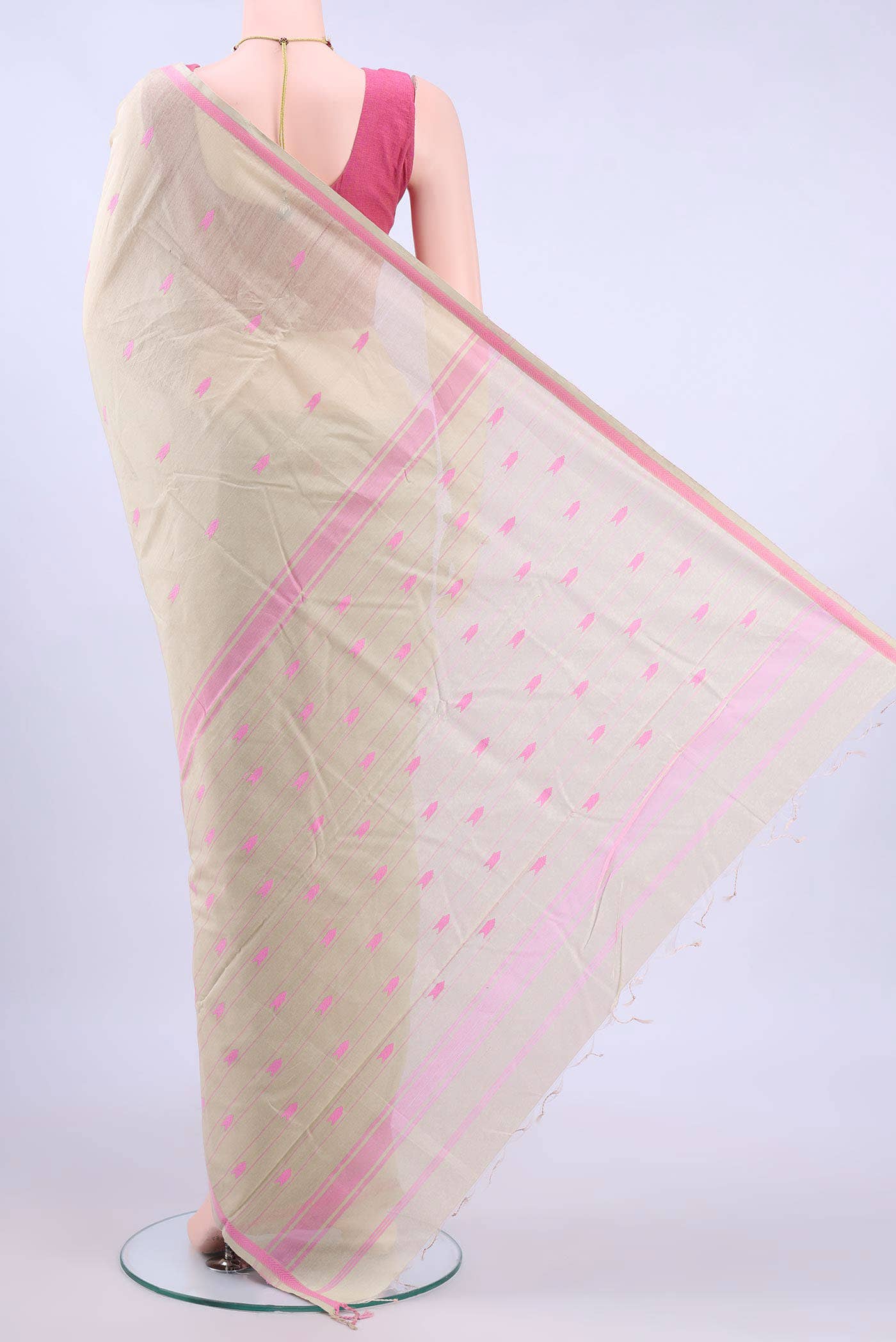 Beige Chanderi Silk Saree - Image 2