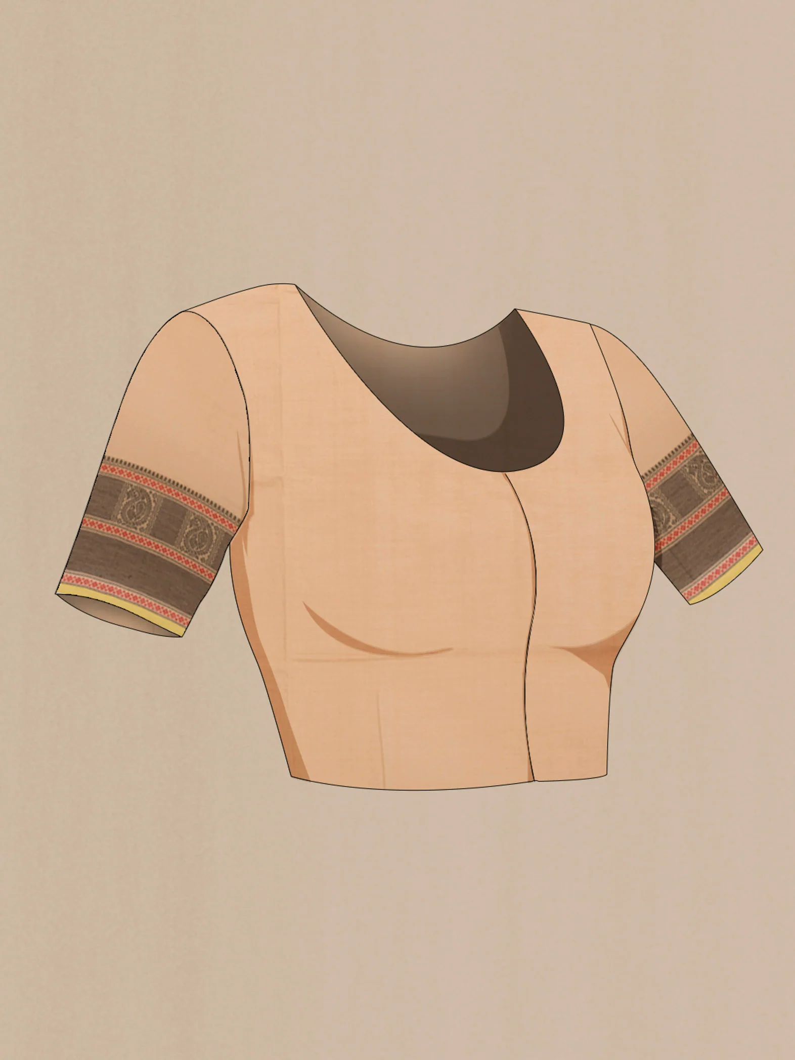 Beige Chettinad Cotton Saree - Image 4