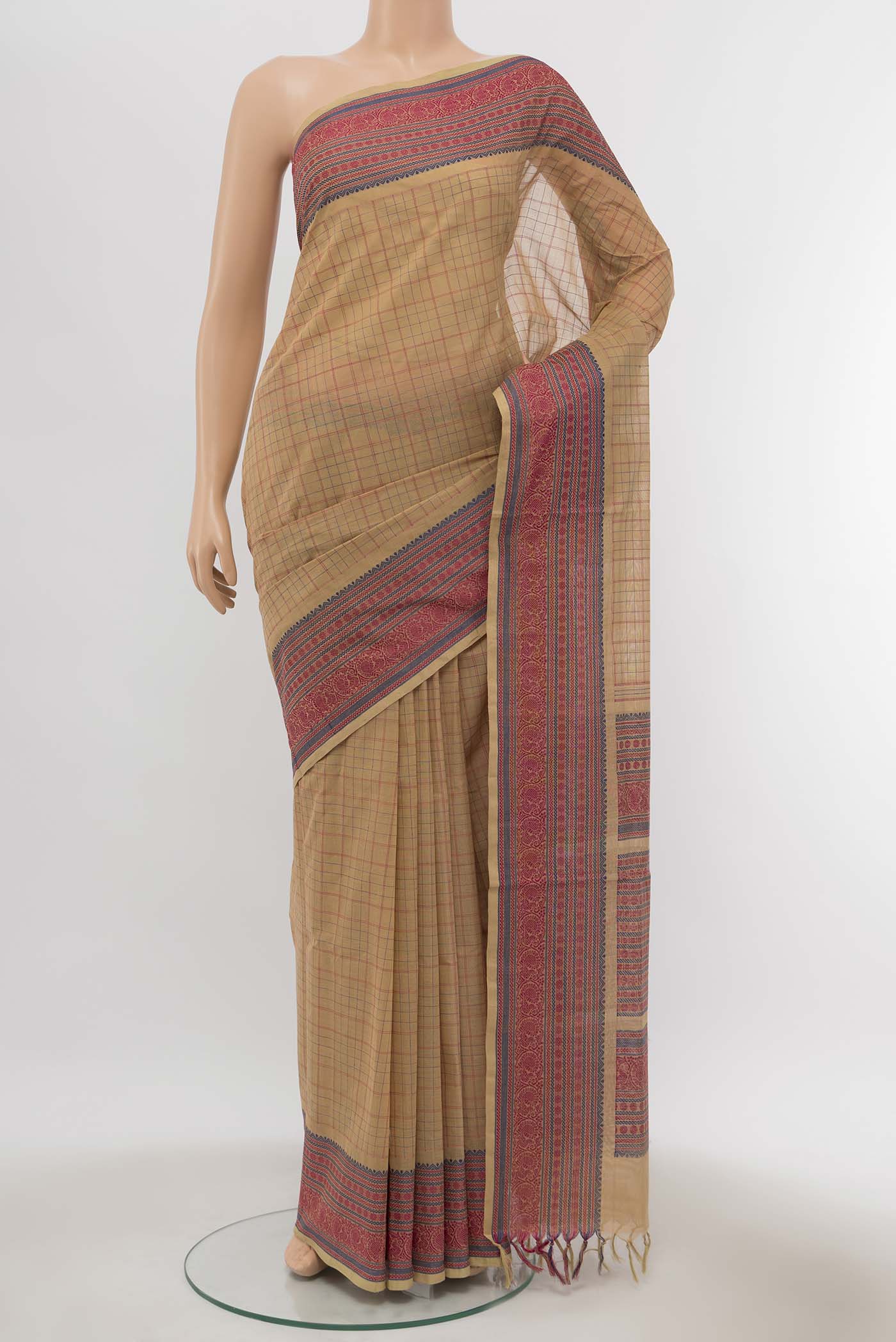 Beige Chettinad Cotton Saree