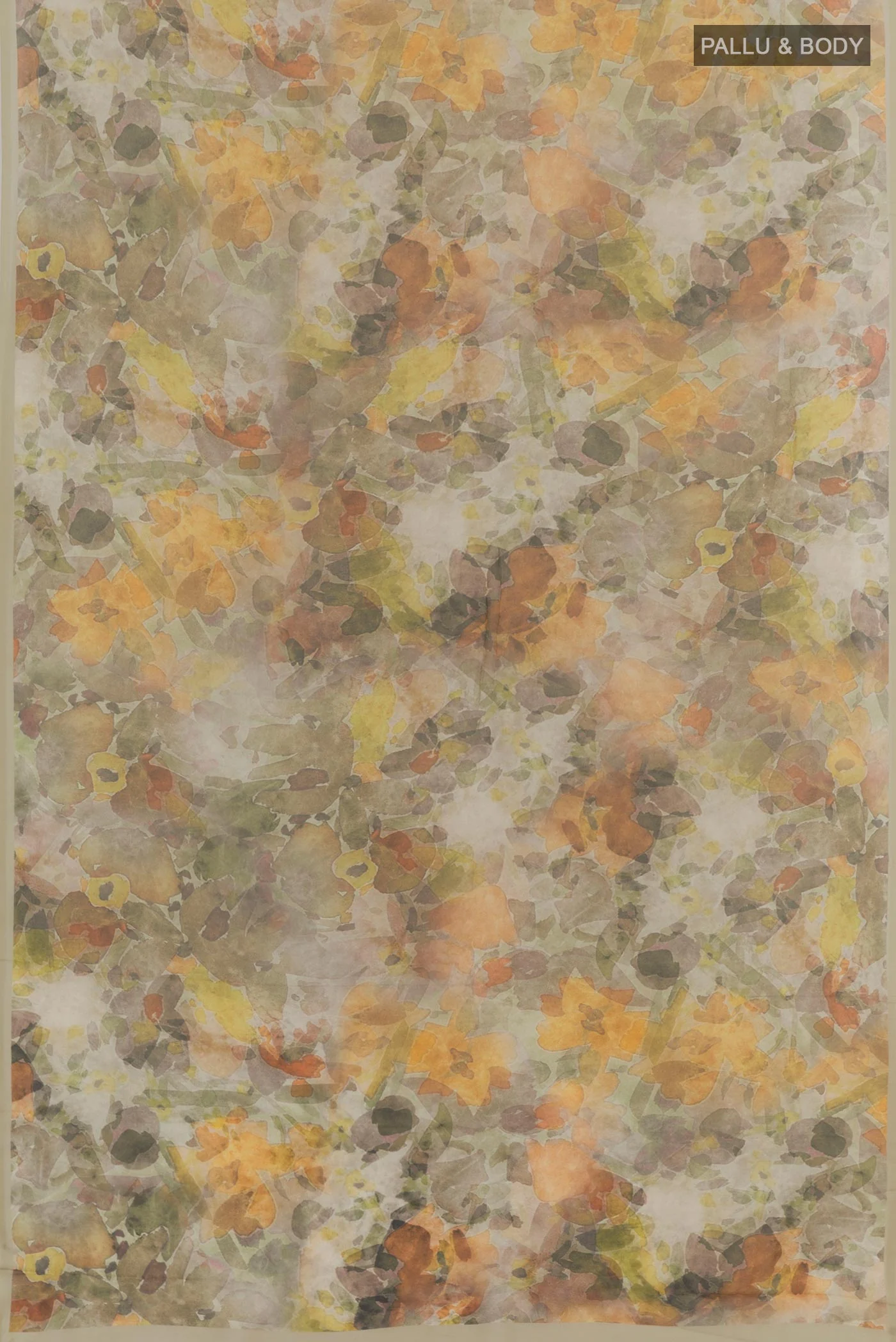 Beige Mysore Chiffon Saree - Image 3